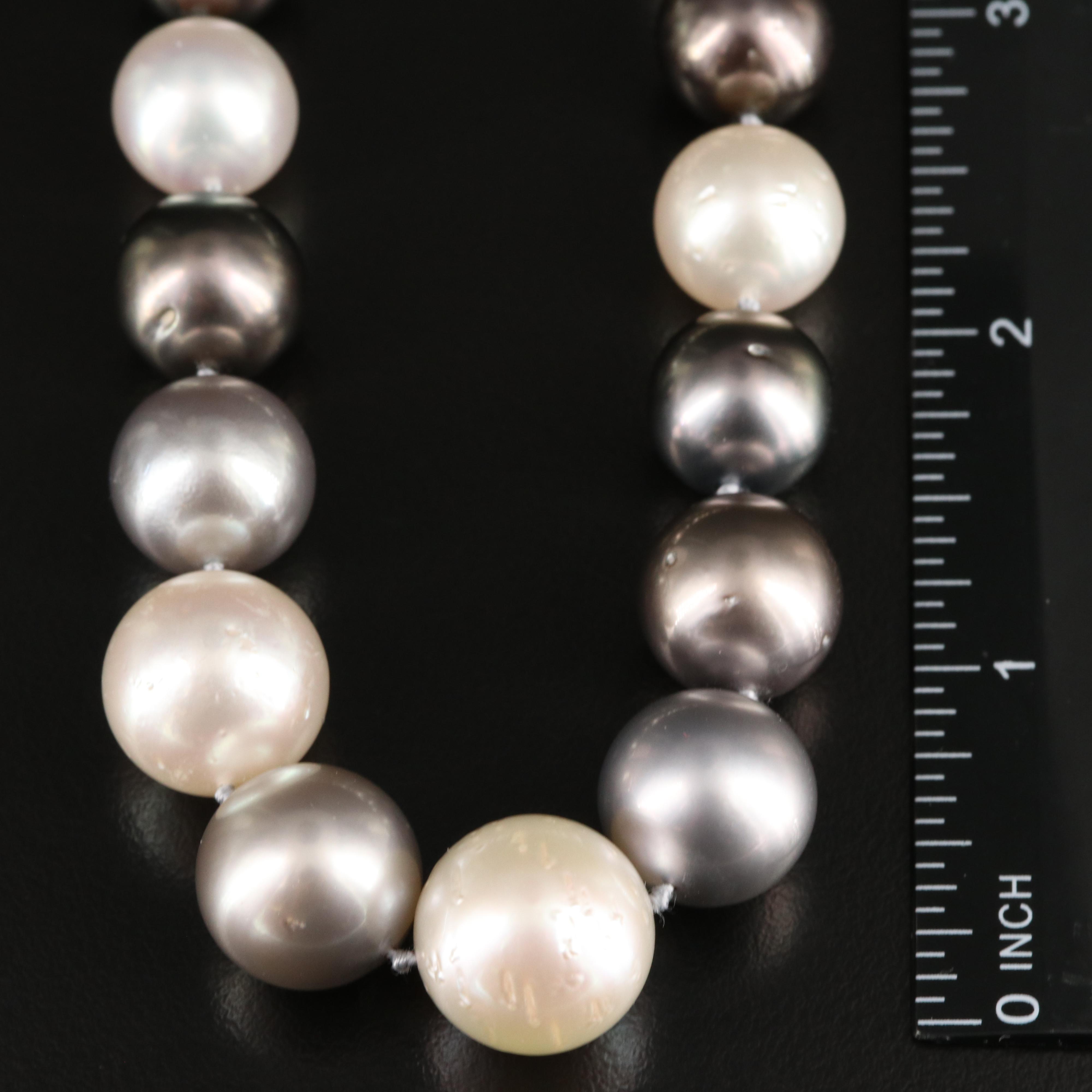 Tahitian and South Sea Pearl Necklace with 14K Diamond Clasp and GIA Report