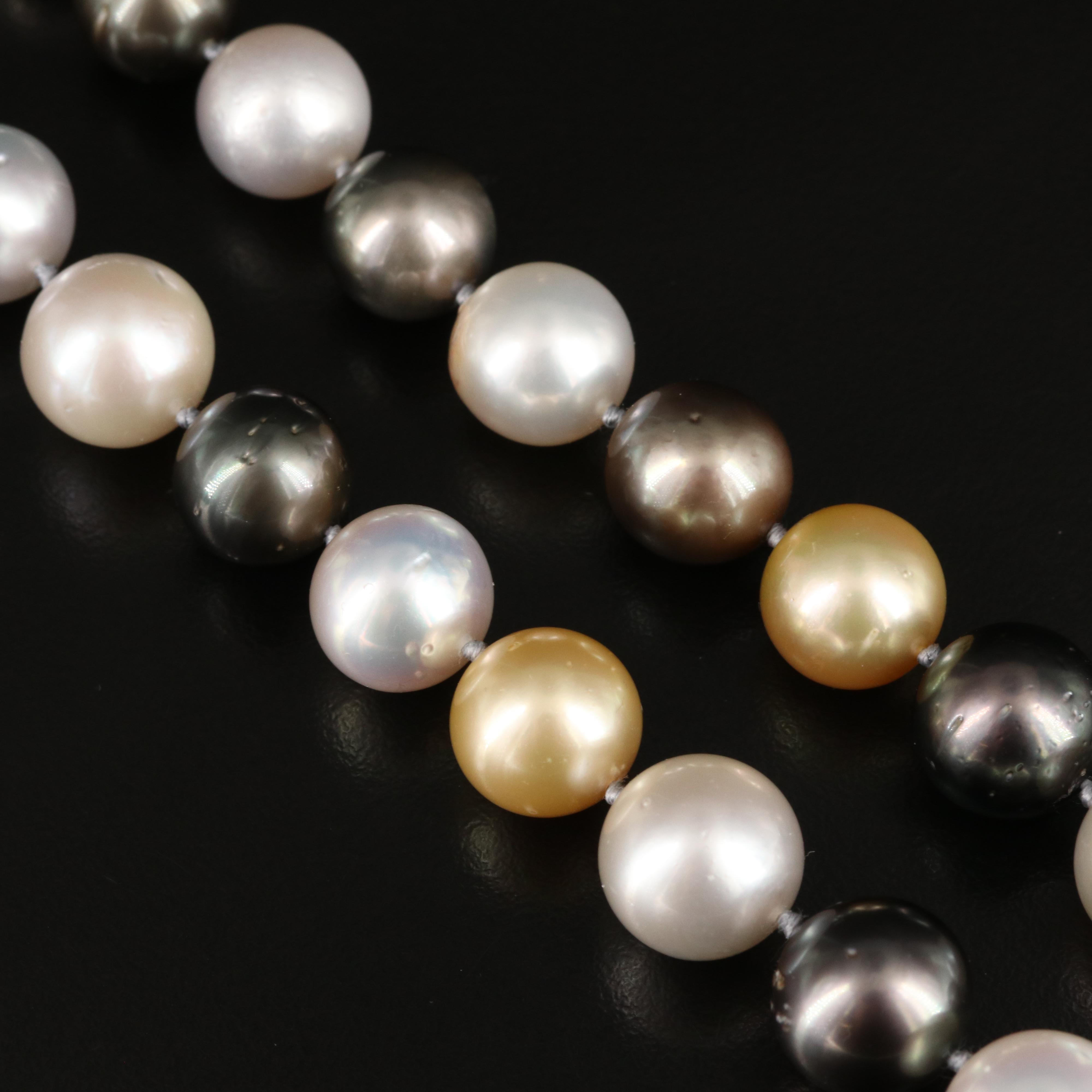 Tahitian and South Sea Pearl Necklace with 14K Diamond Clasp and GIA Report