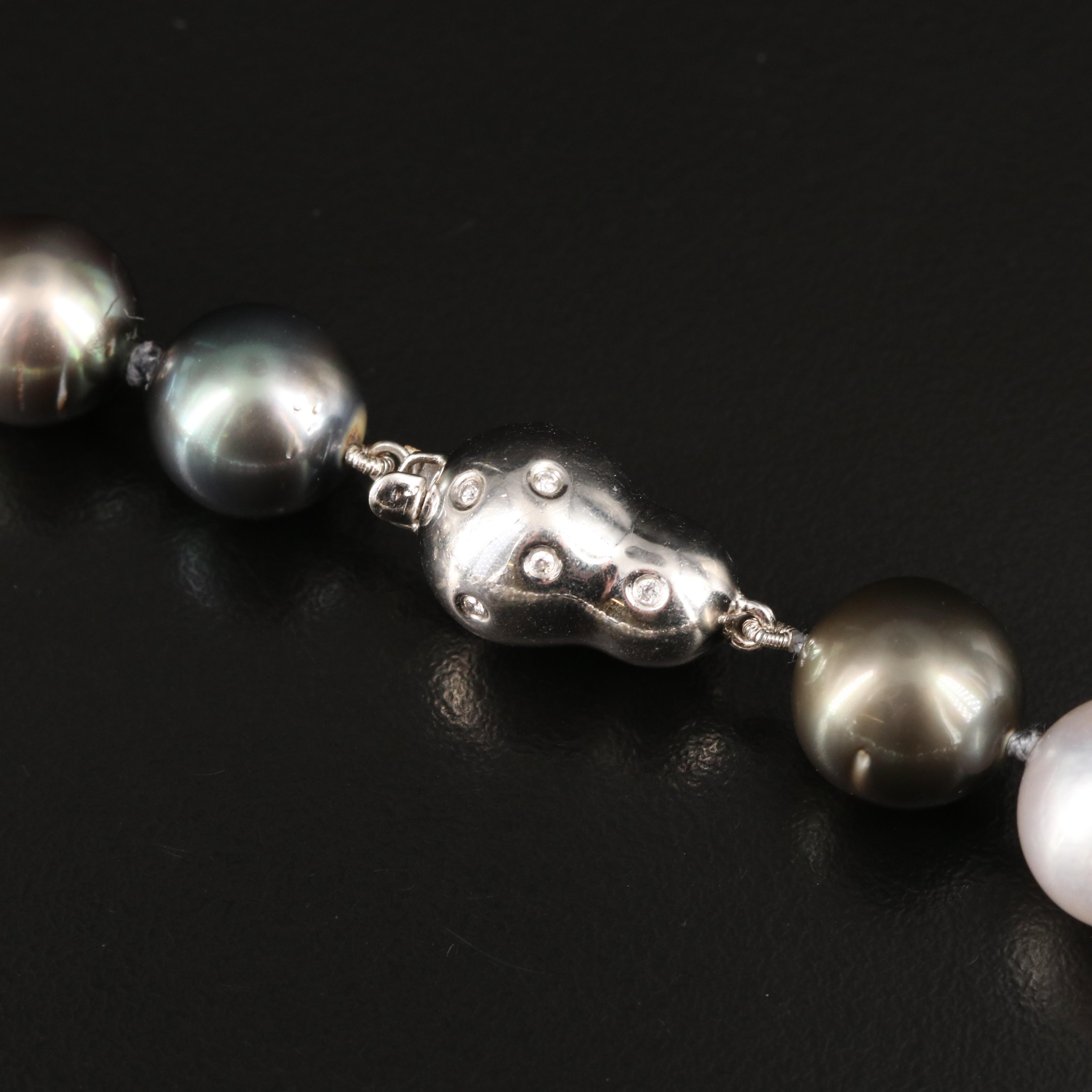 Tahitian and South Sea Pearl Necklace with 14K Diamond Clasp and GIA Report