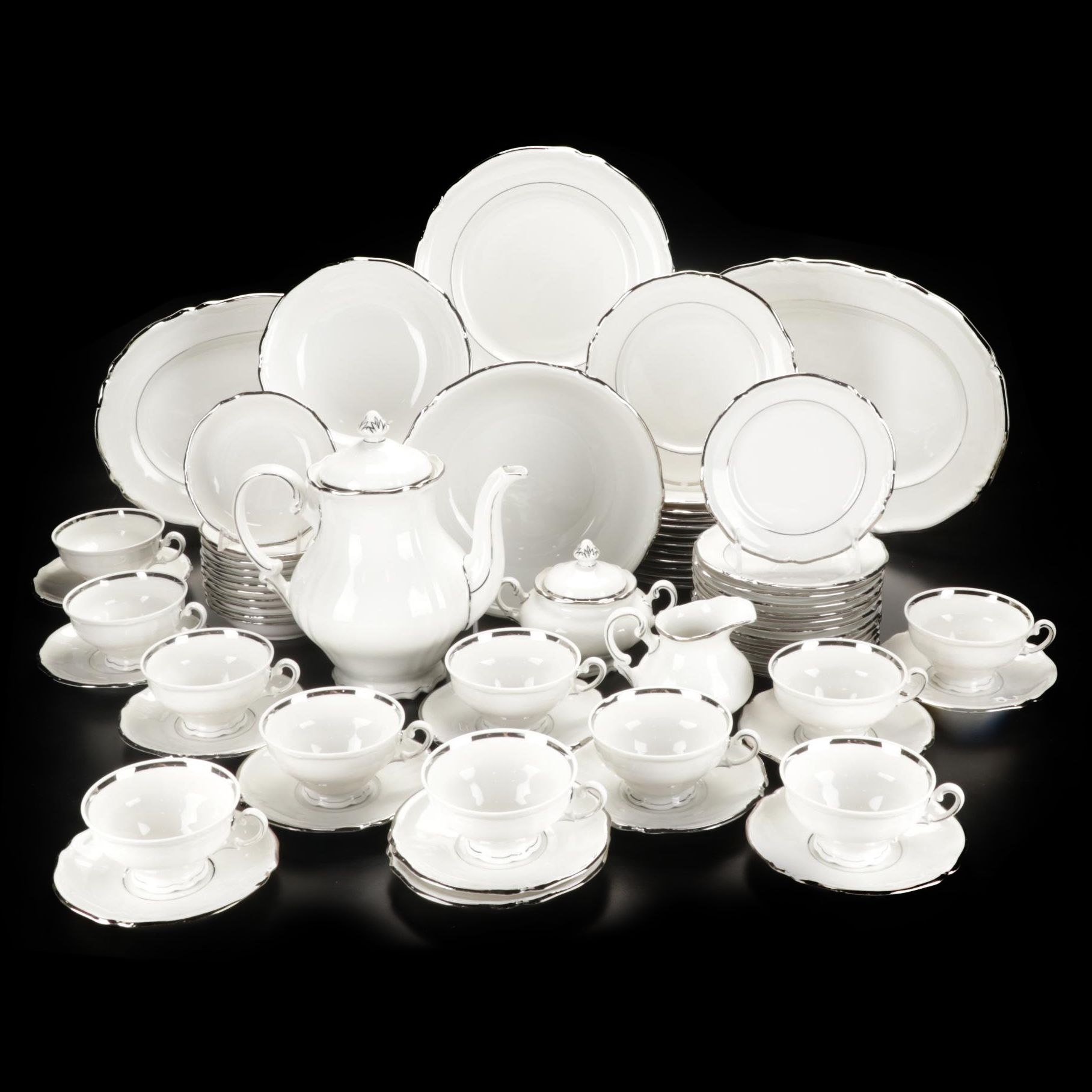 Hutschenreuther "Empress Platinum" Dinnerware, Early 20th Century