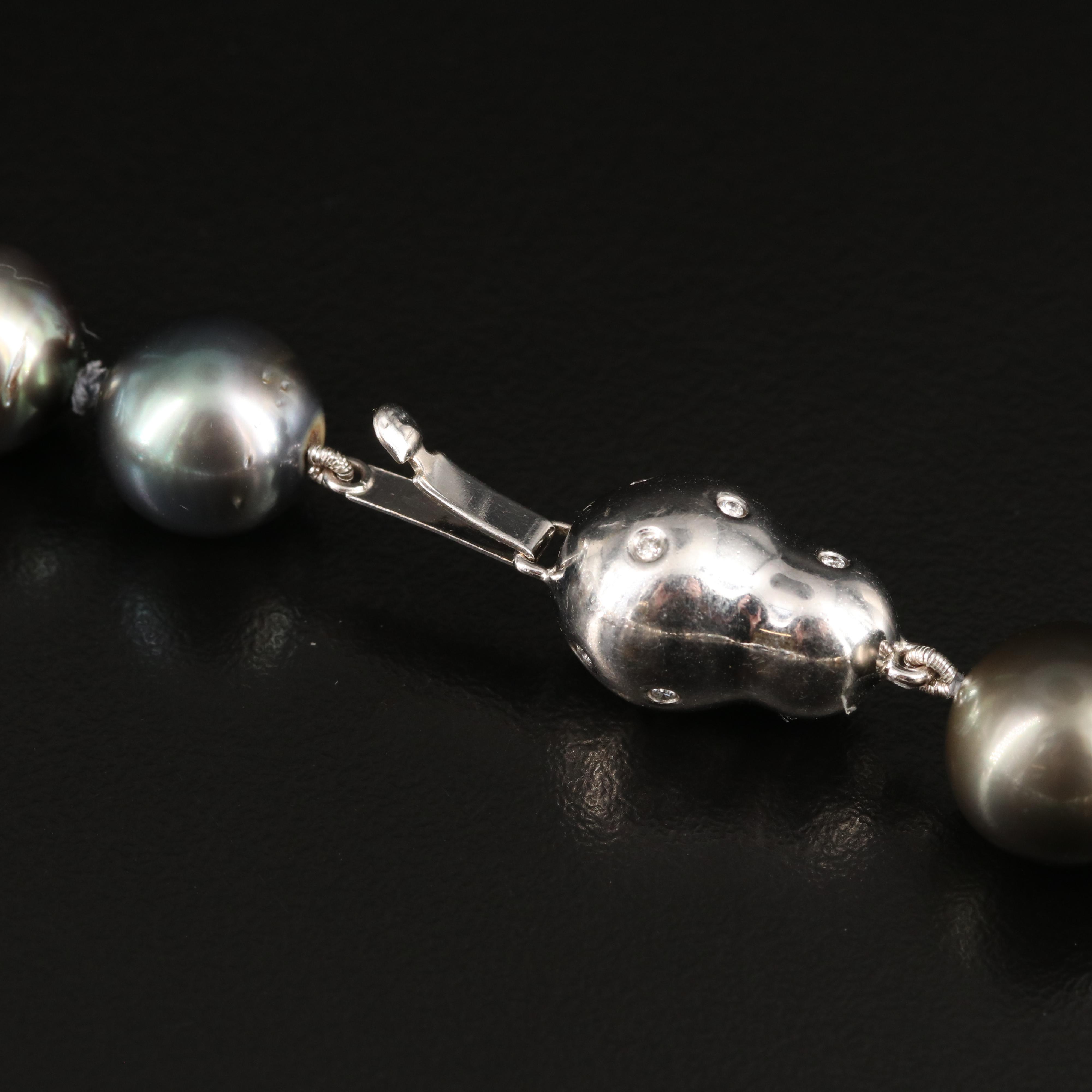 Tahitian and South Sea Pearl Necklace with 14K Diamond Clasp and GIA Report