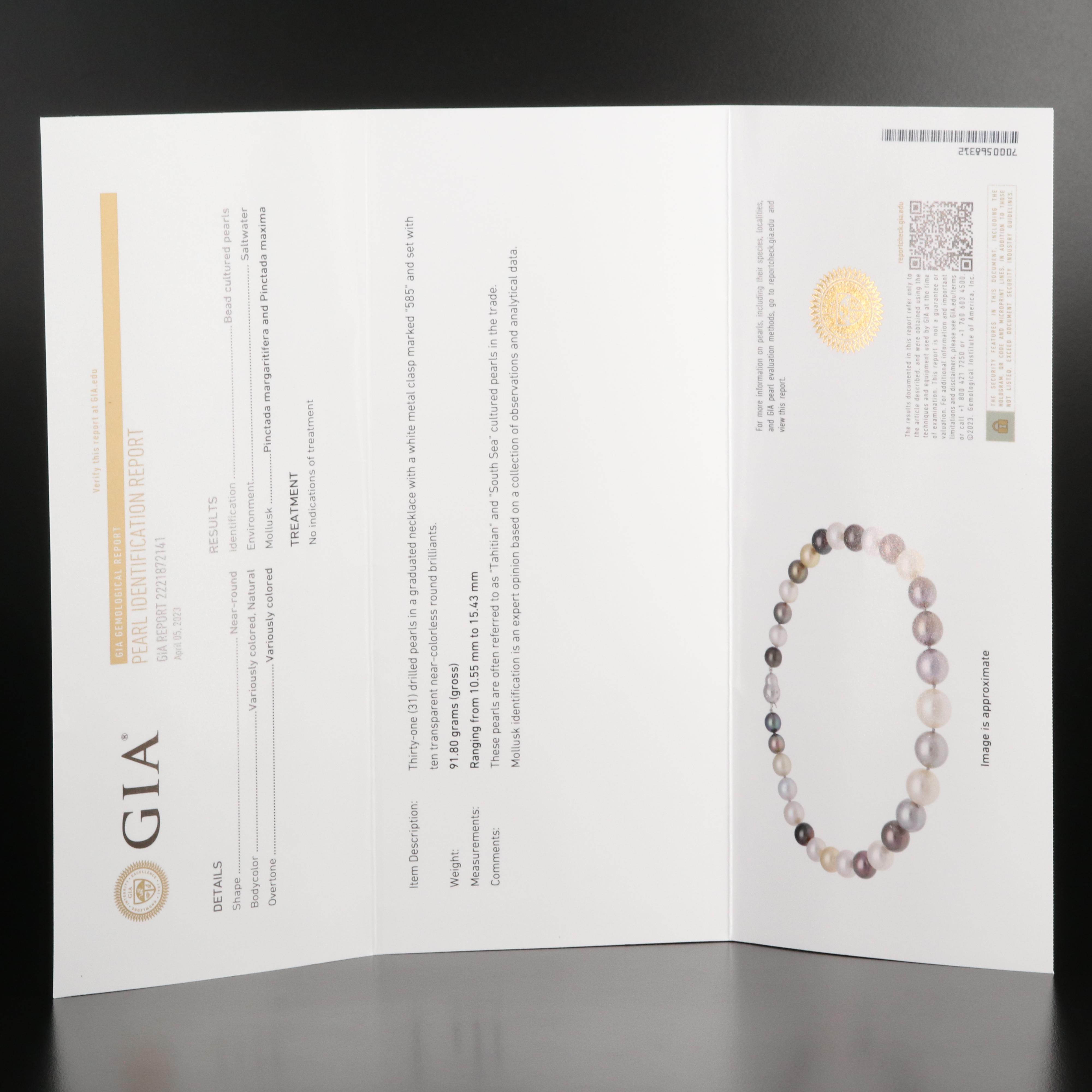 Tahitian and South Sea Pearl Necklace with 14K Diamond Clasp and GIA Report