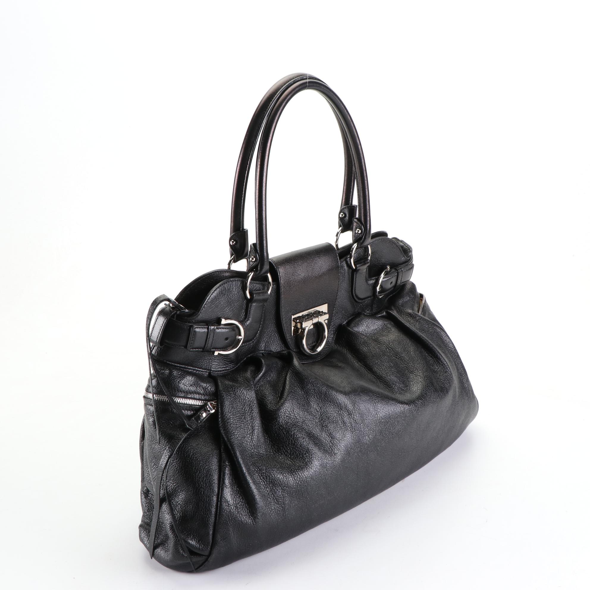 Salvatore Ferragamo Gancini Handbag in Grain Leather