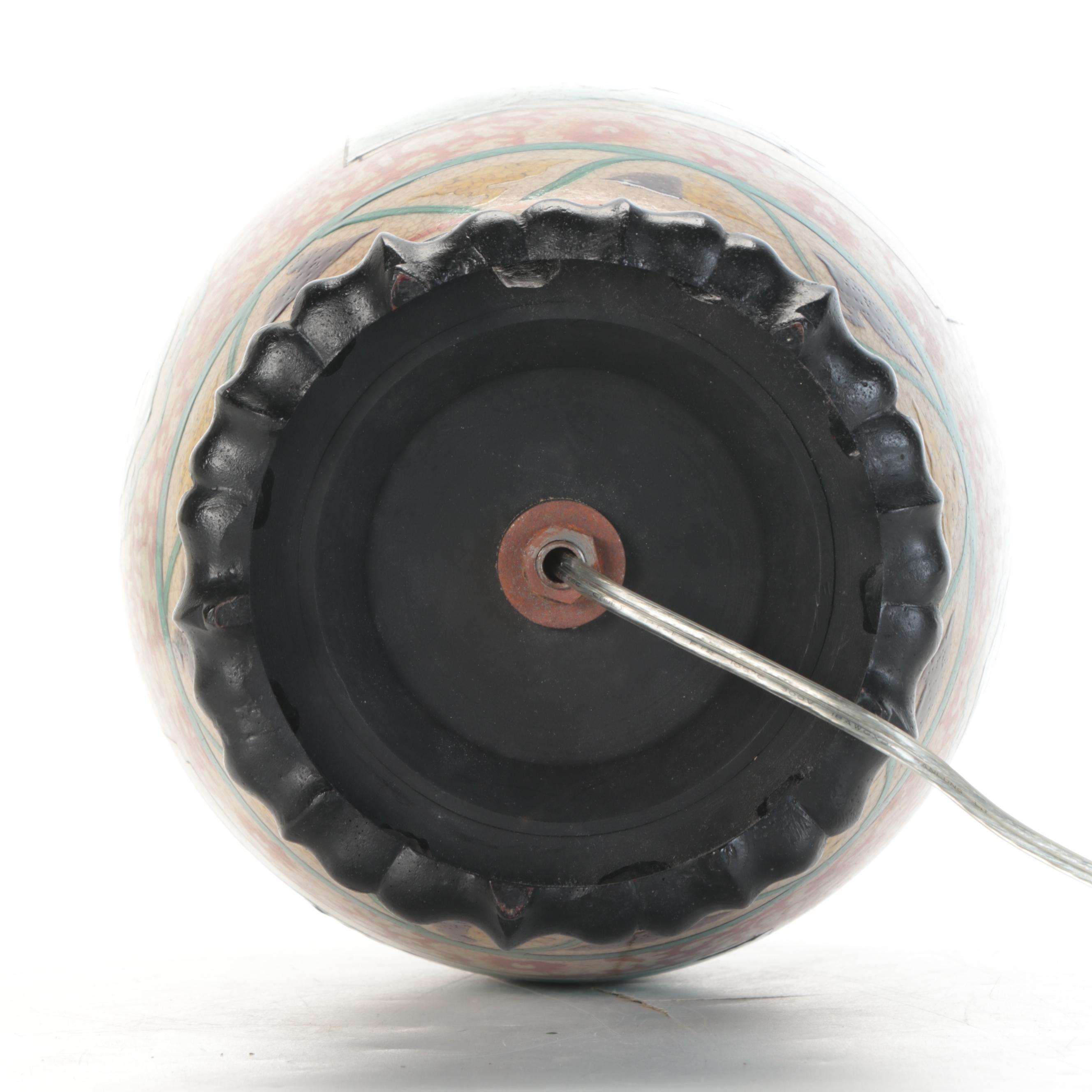 Hand-Painted Ceramic Ginger Jar Table Lamp, Contemporary