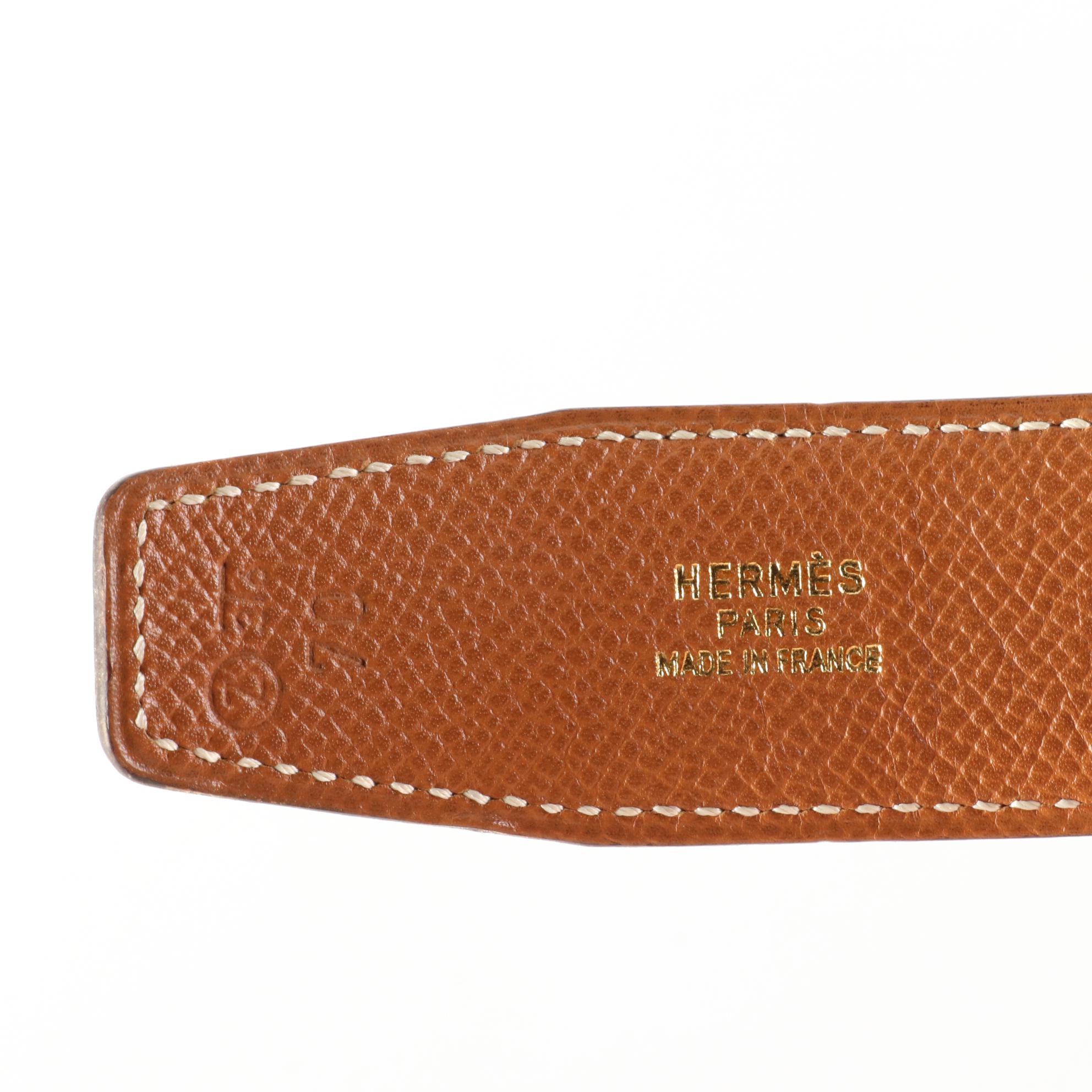 Hermès Reversible H Belt in Black Box Calf and Gold Courchevel Leather