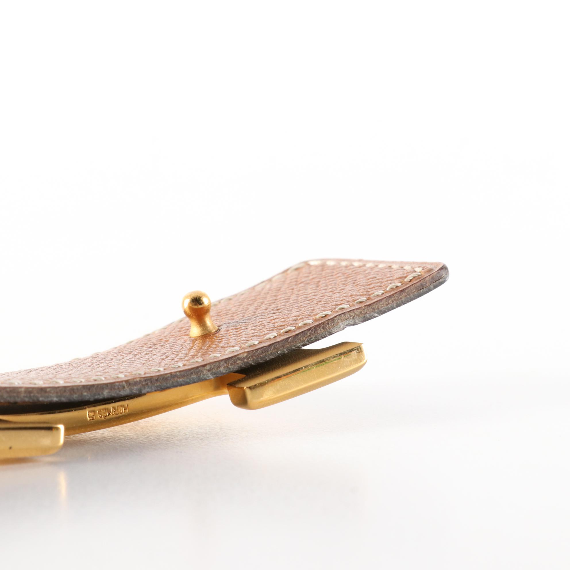 Hermès Reversible H Belt in Black Box Calf and Gold Courchevel Leather