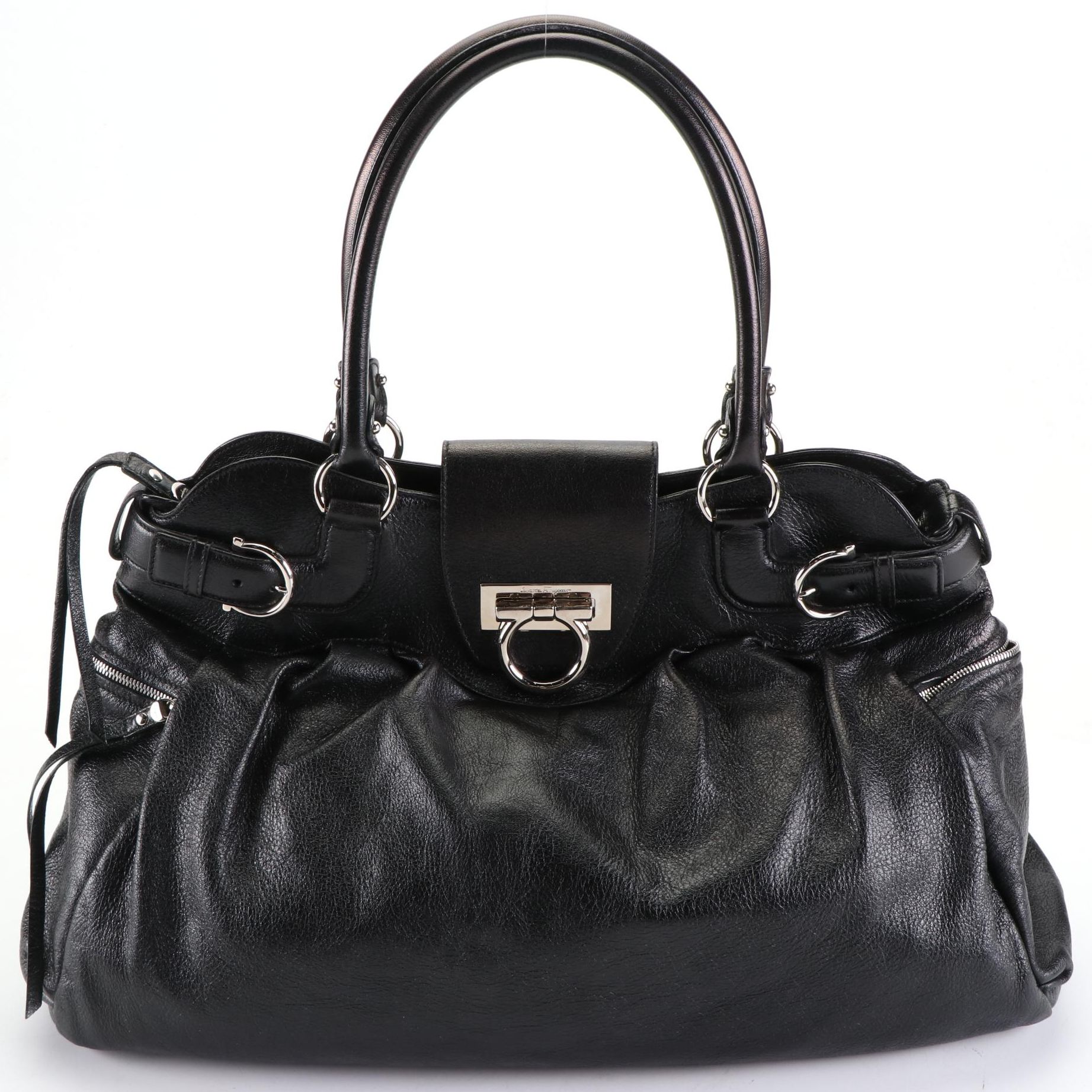 Salvatore Ferragamo Gancini Handbag in Grain Leather