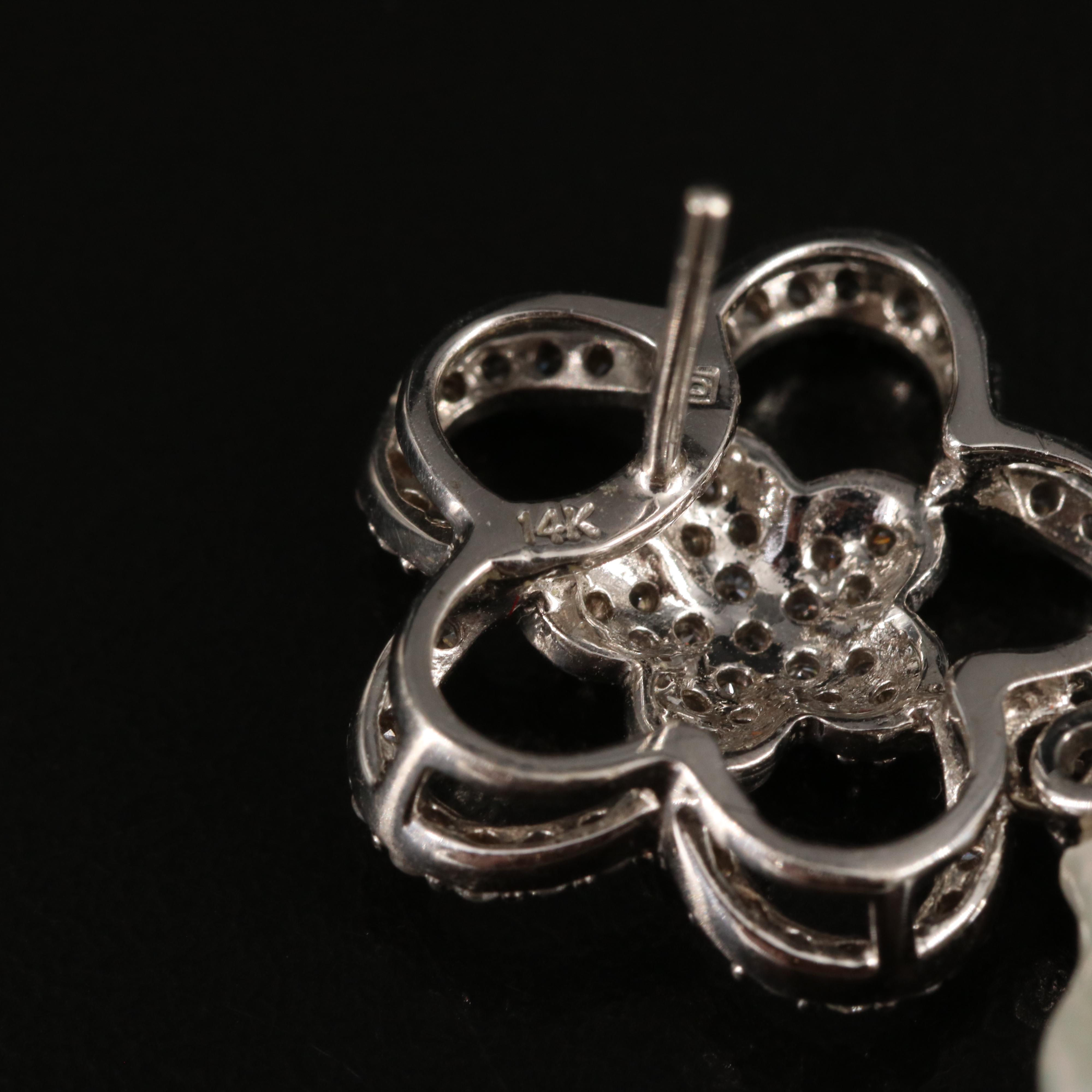 14K Baroque Pearl and 1.00 CTW Diamond Floral Earrings with GIA Report