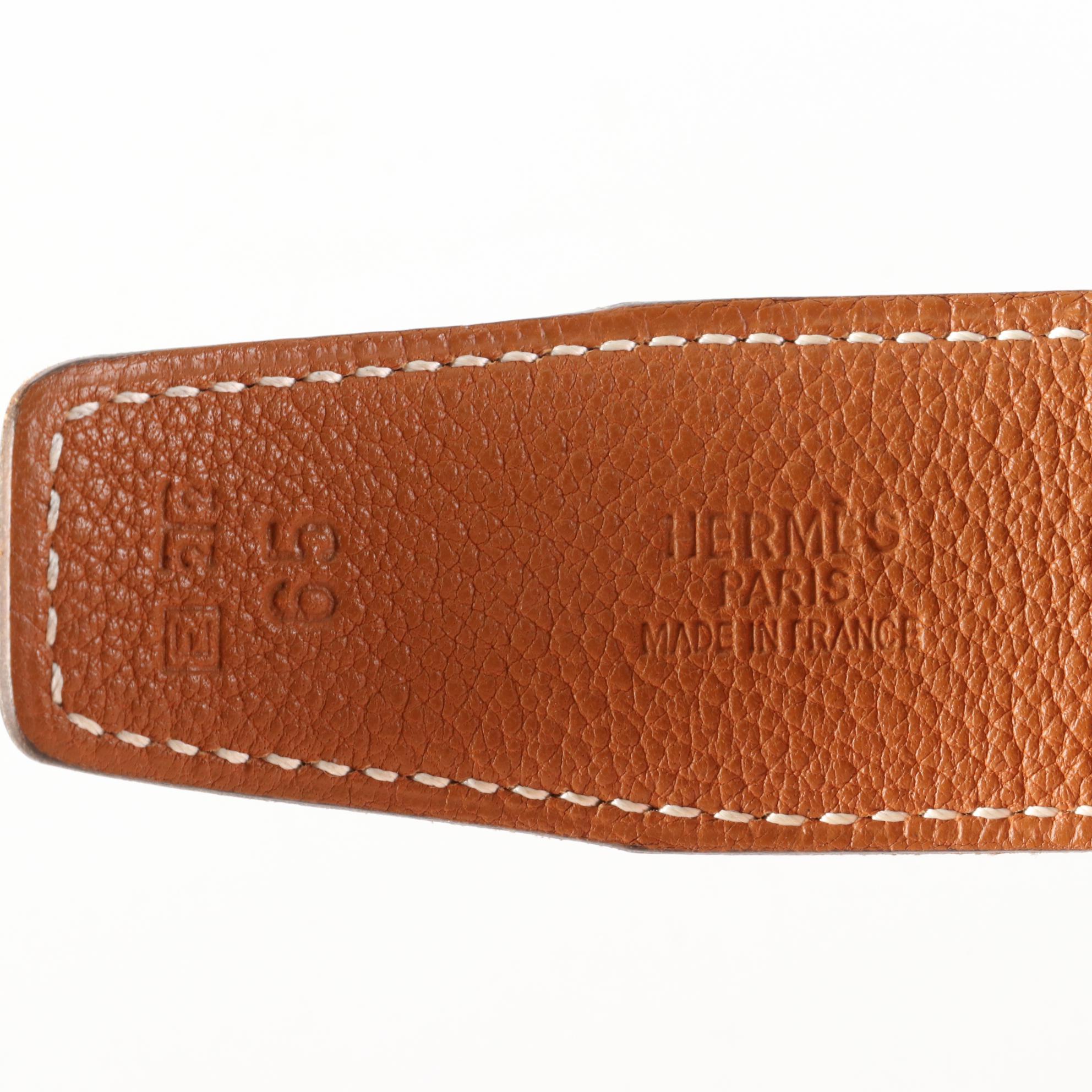 Hermès Cadena Reversible H Belt in in Black Box Calf and Gold Courchevel Leather