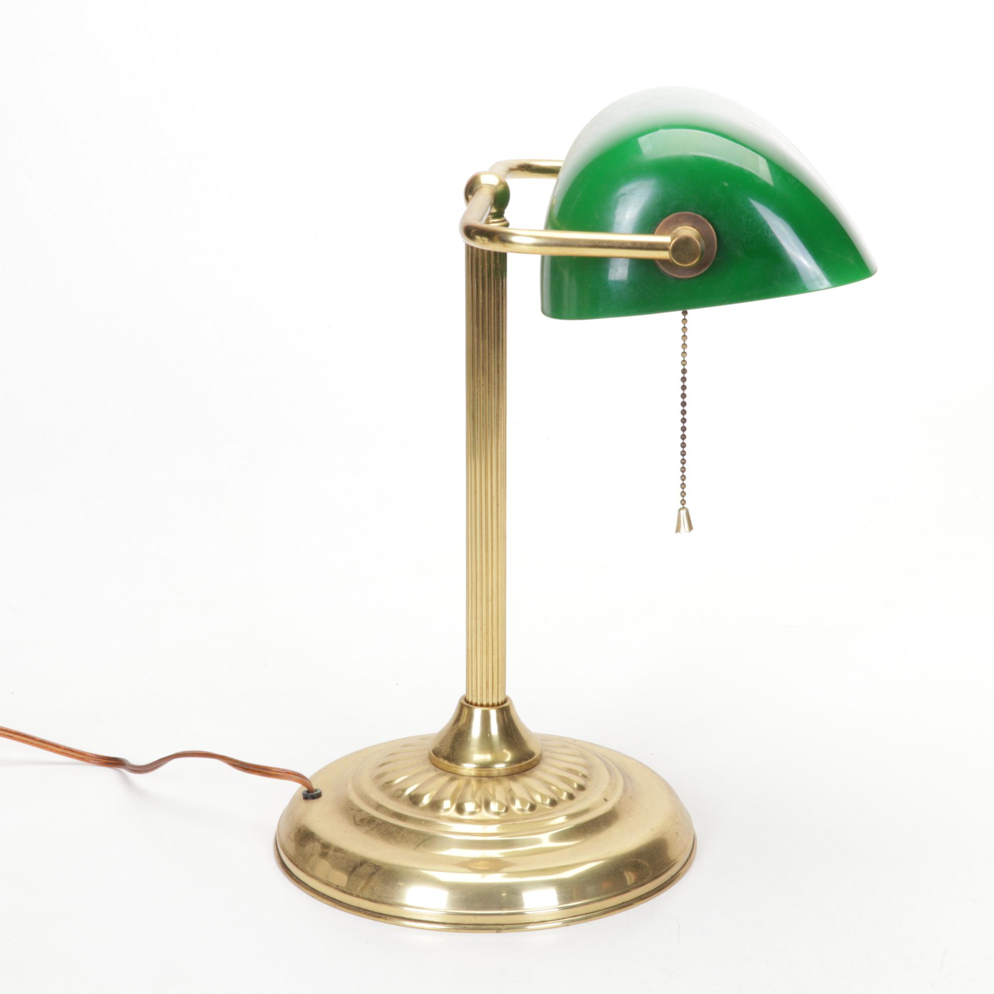 Art Deco Style Bankers Lamp, Roseville Candlestick, Pencil Sharpener and More