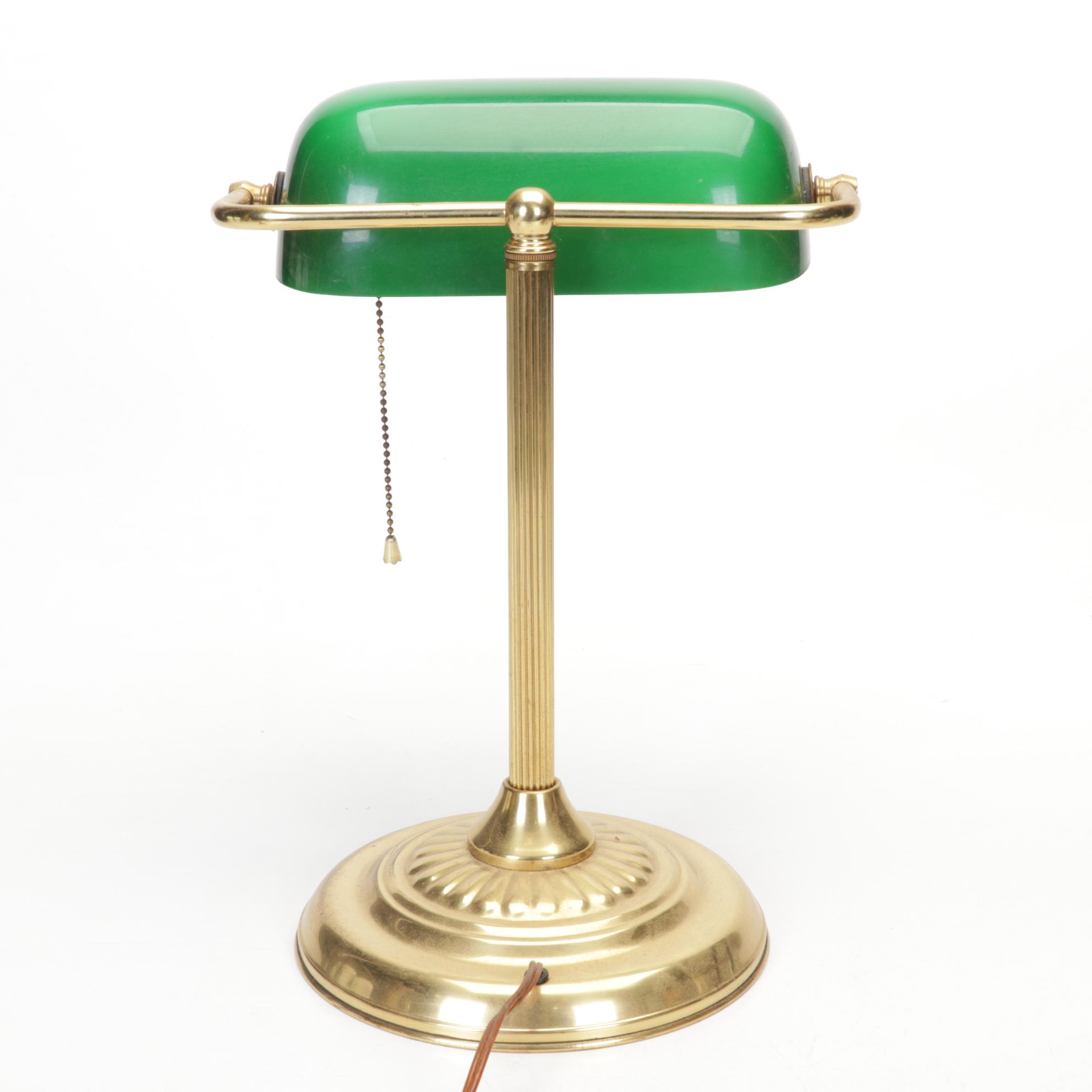 Art Deco Style Bankers Lamp, Roseville Candlestick, Pencil Sharpener and More