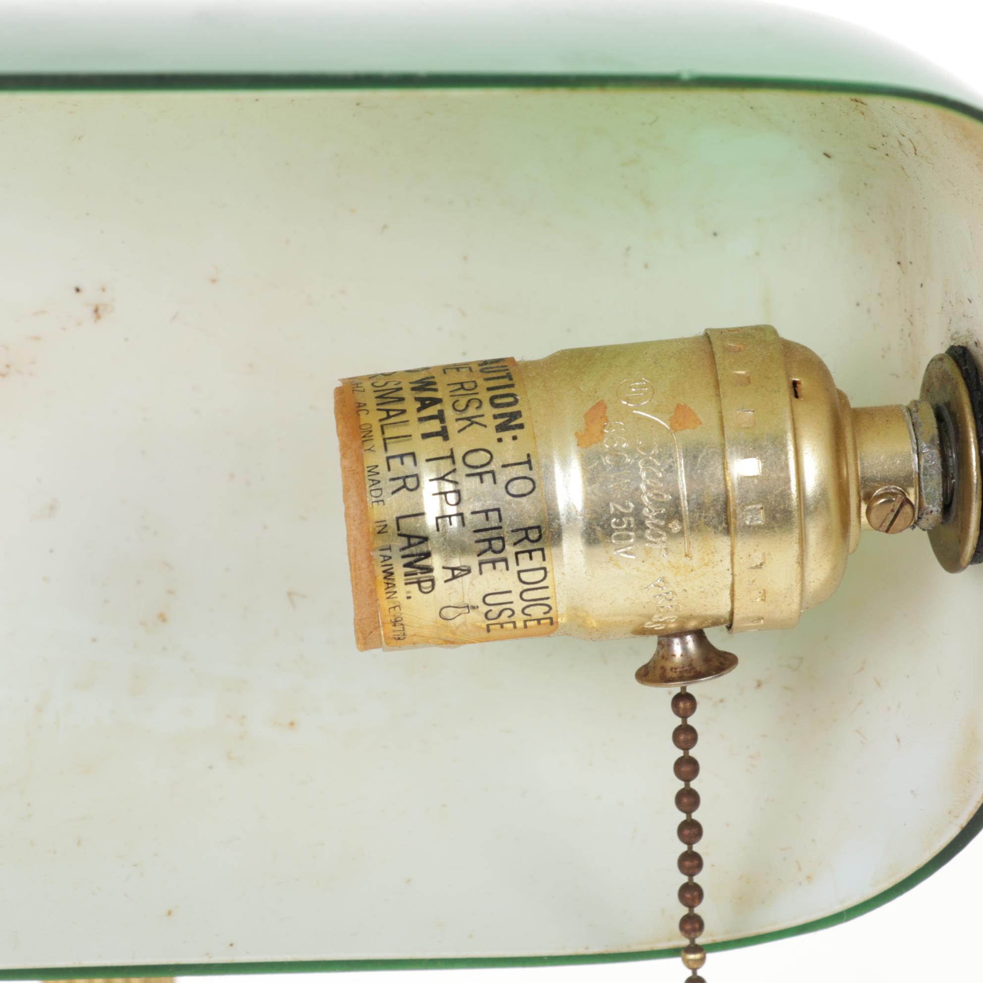 Art Deco Style Bankers Lamp, Roseville Candlestick, Pencil Sharpener and More