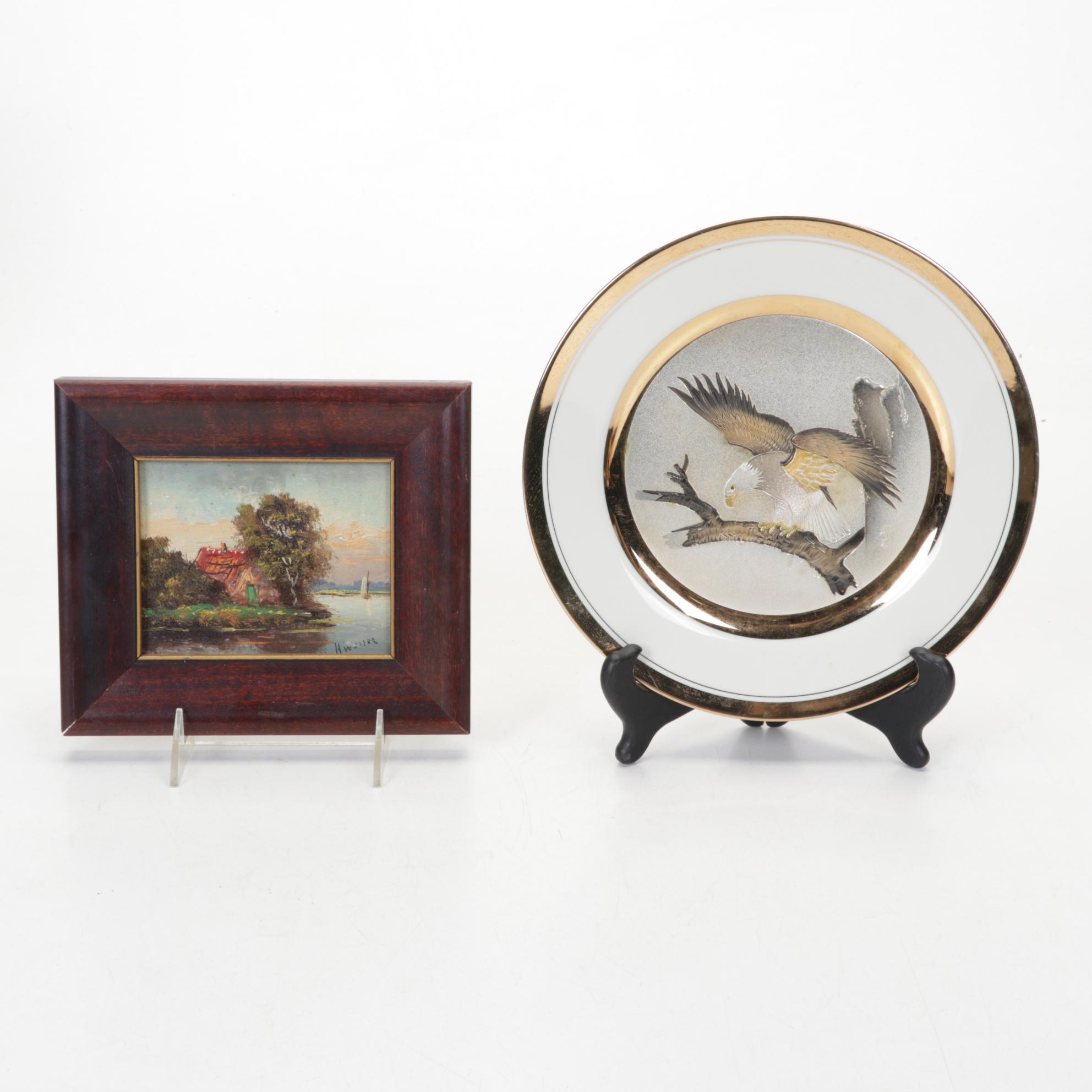 Art Deco Style Bankers Lamp, Roseville Candlestick, Pencil Sharpener and More