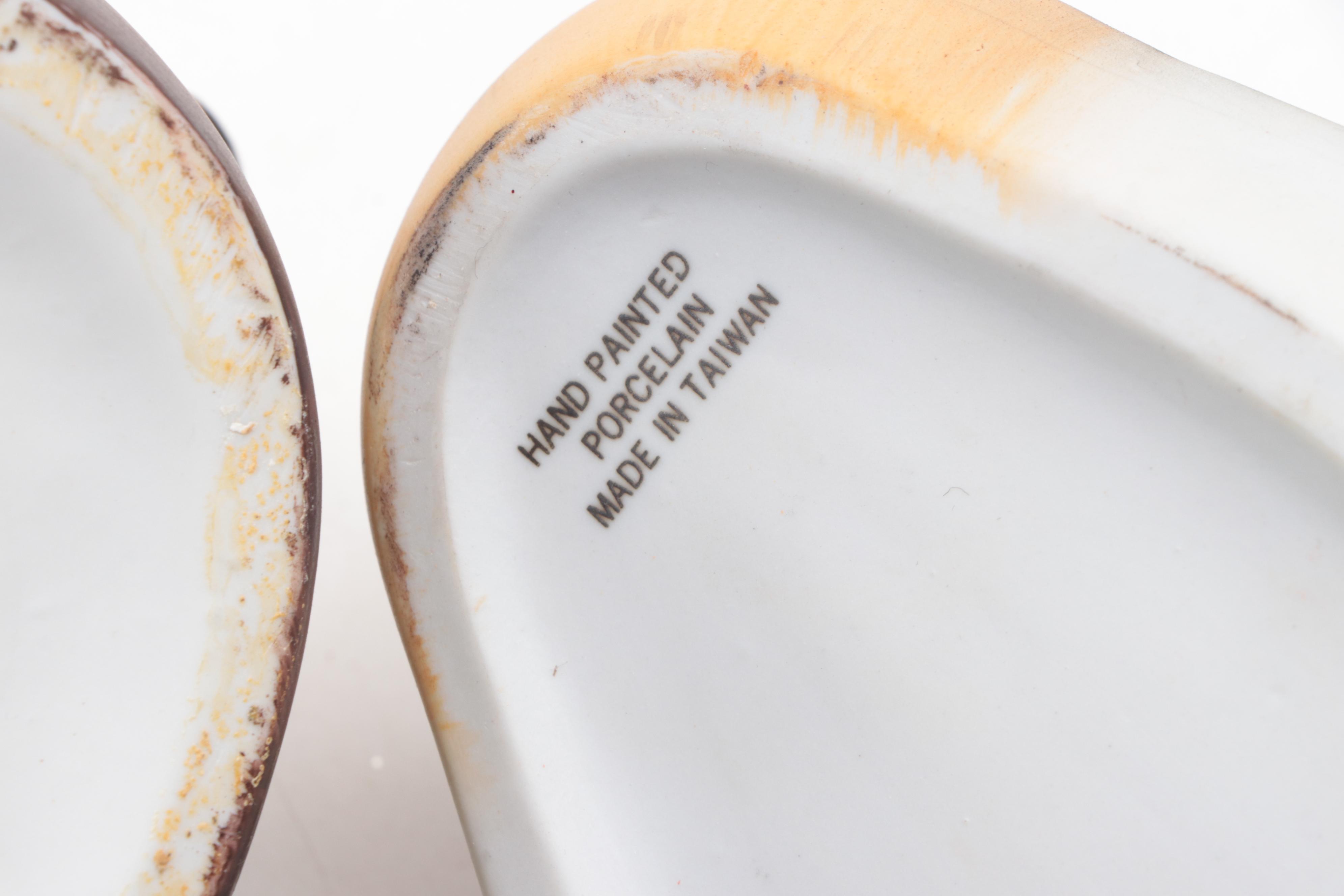 Hand-Painted Porcelain Mallard and Green-Winged Teal Duck Figurines