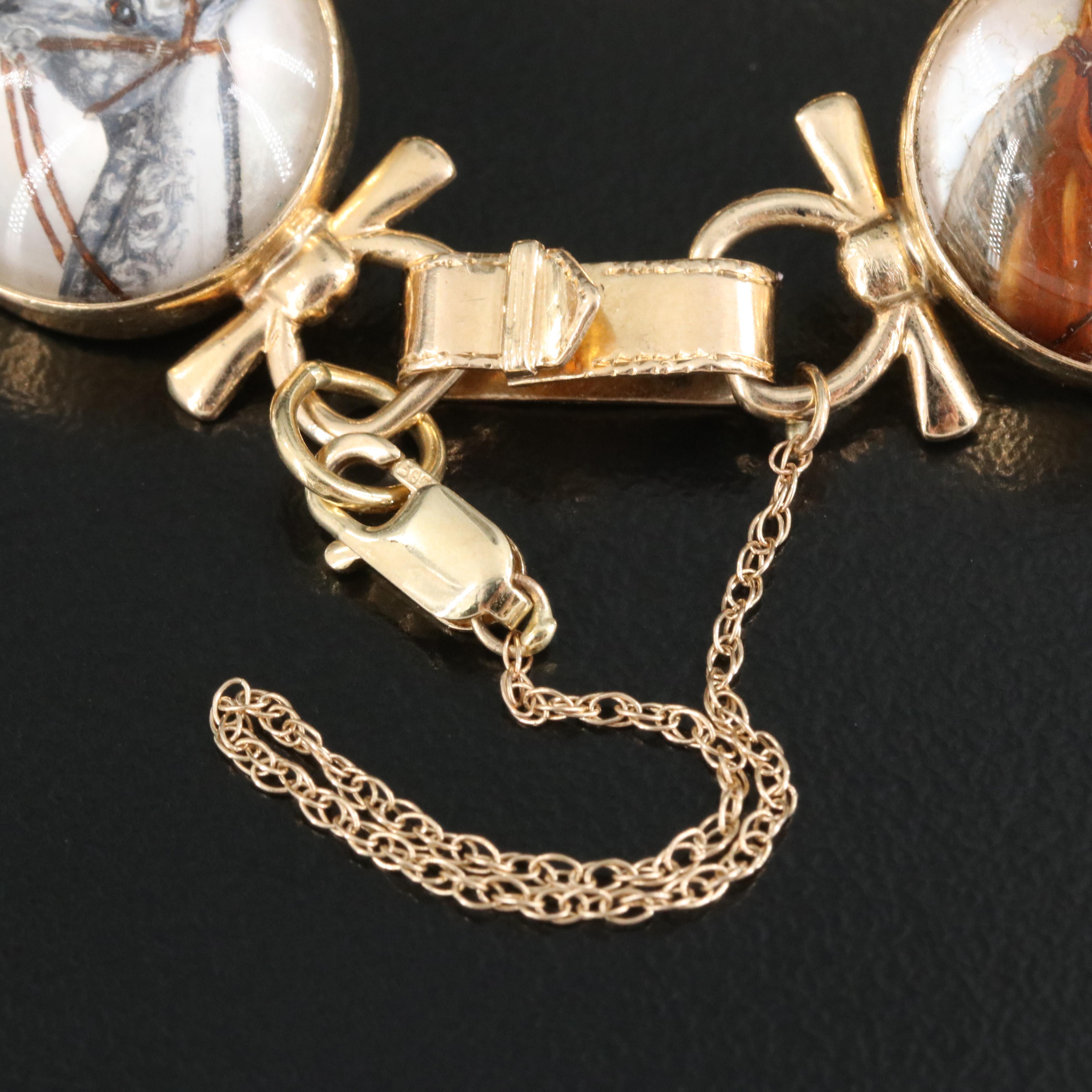 Antique 14K Essex Crystal Equestrian and Fox Hunt Bracelet