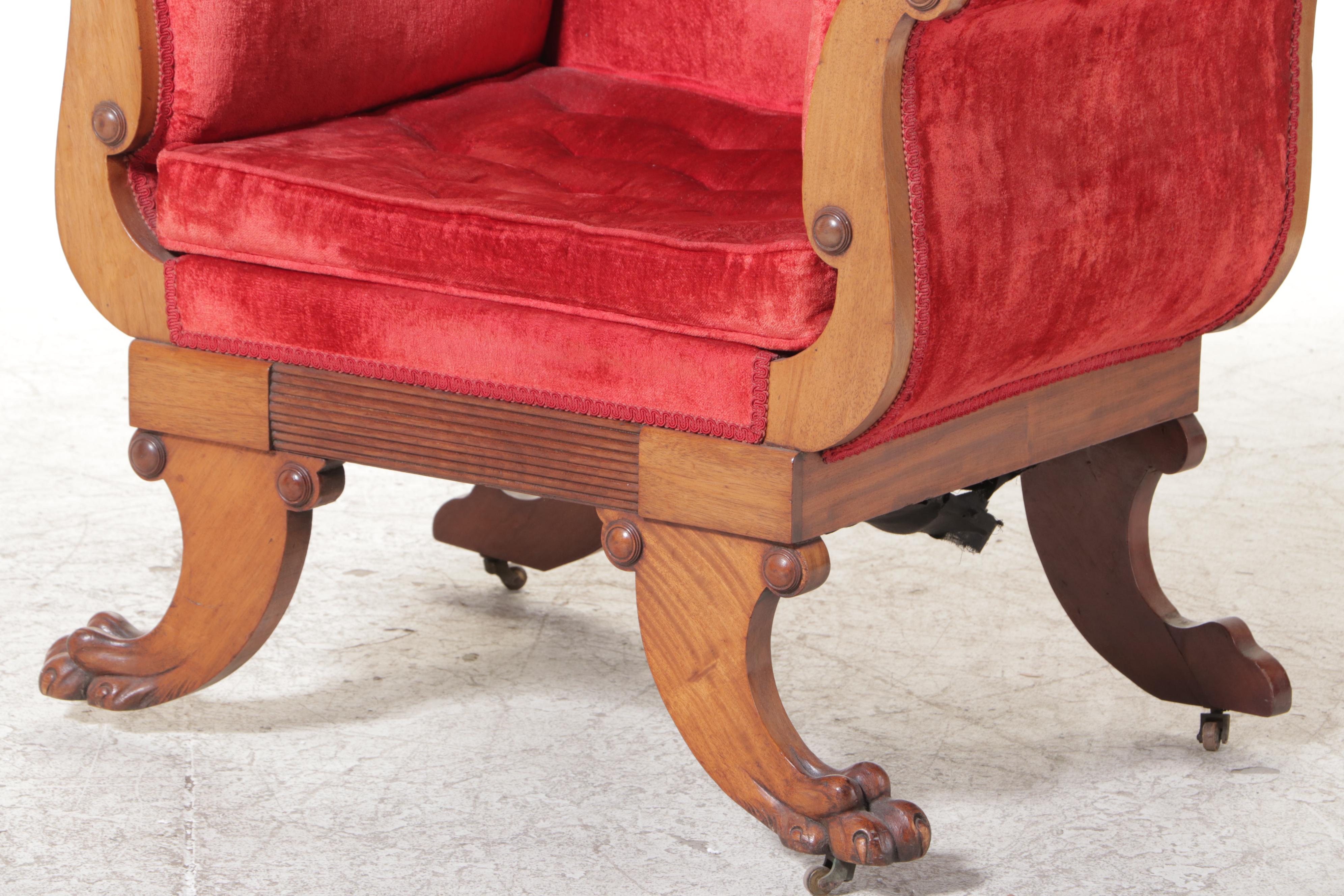 American Late Classical Walnut Parlor Arm and Side Chairs, Mid-19th Century