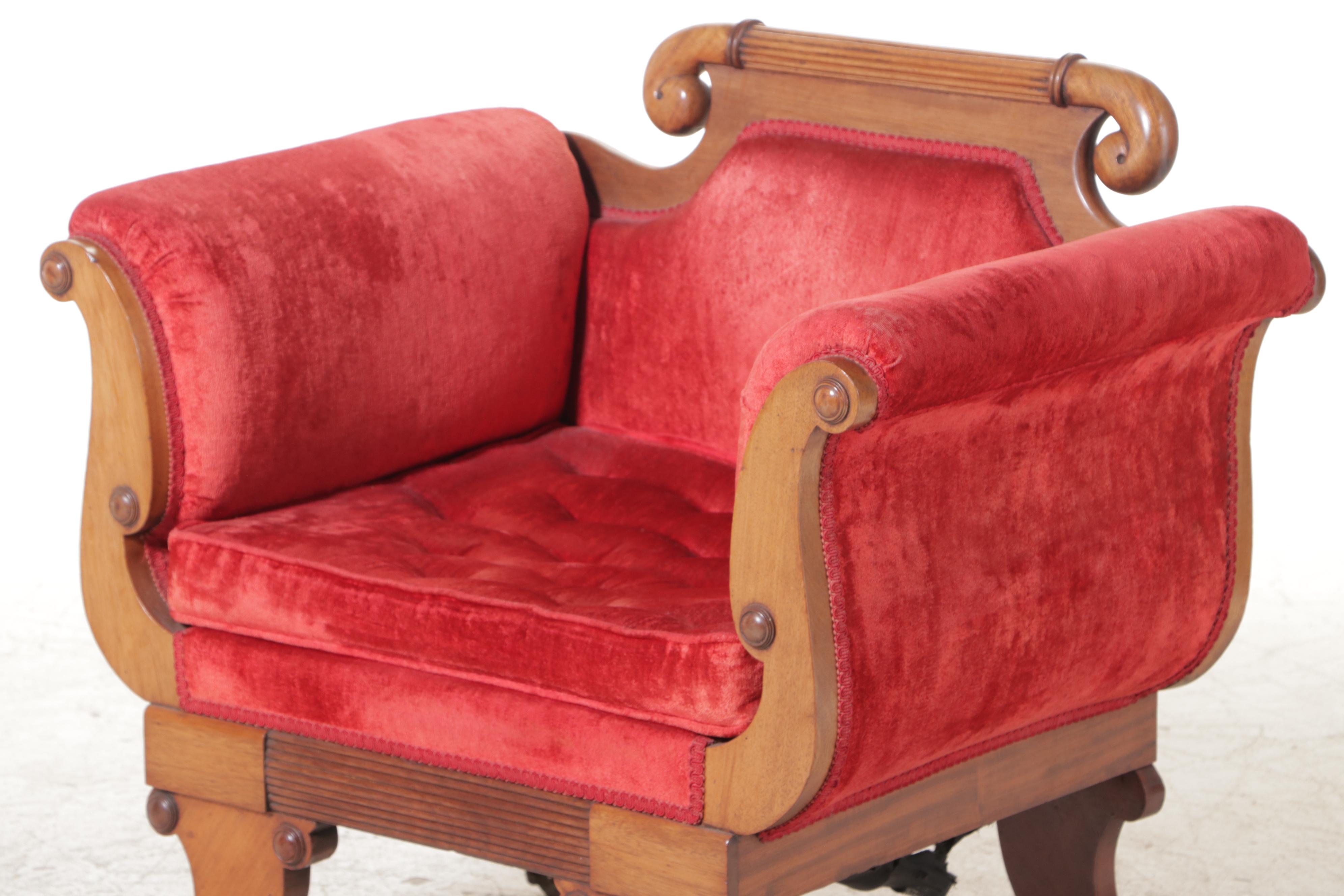 American Late Classical Walnut Parlor Arm and Side Chairs, Mid-19th Century