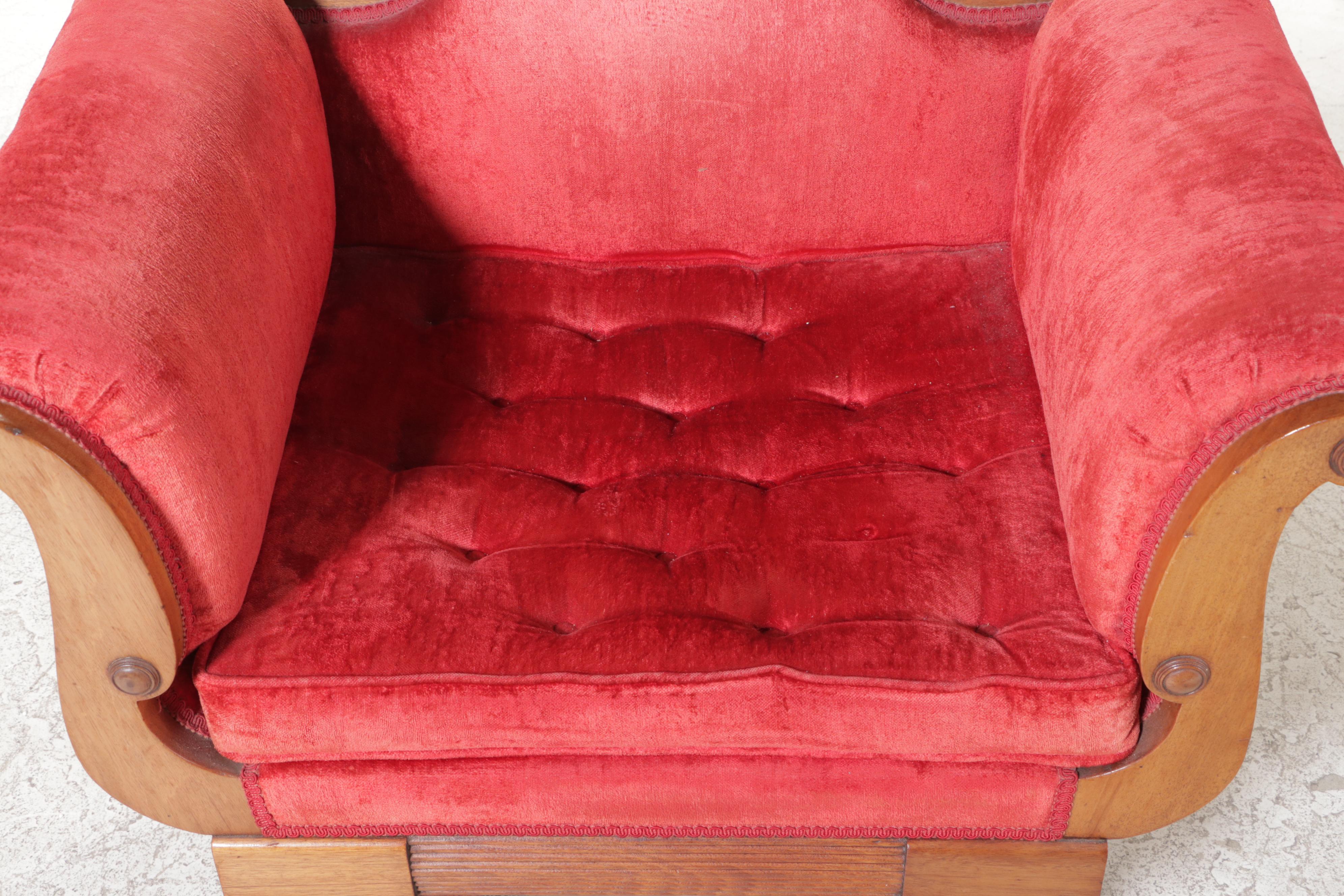 American Late Classical Walnut Parlor Arm and Side Chairs, Mid-19th Century