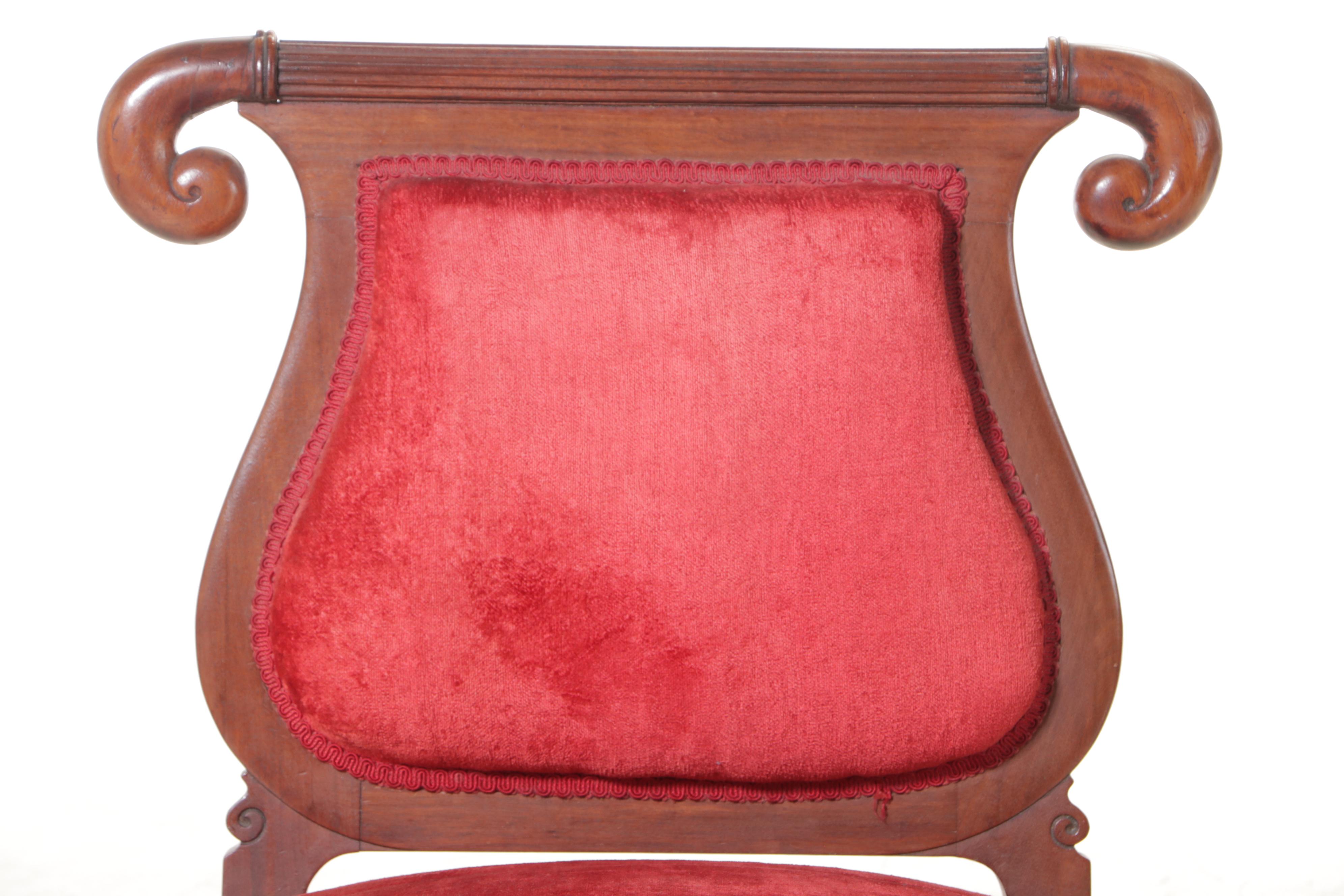 American Late Classical Walnut Parlor Arm and Side Chairs, Mid-19th Century