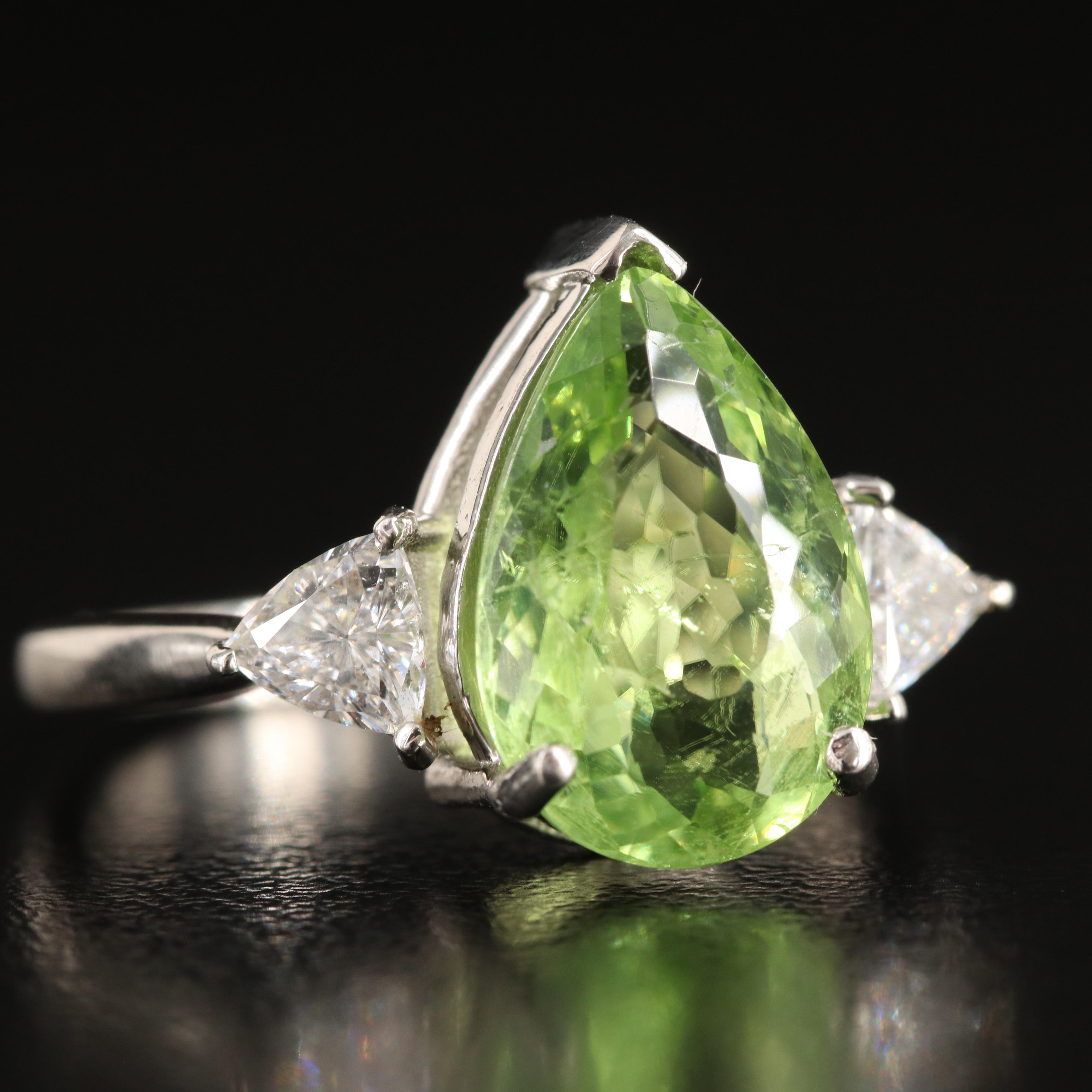 Platinum 3.55 CT Paraiba Tourmaline and Diamond Ring with GIA Report