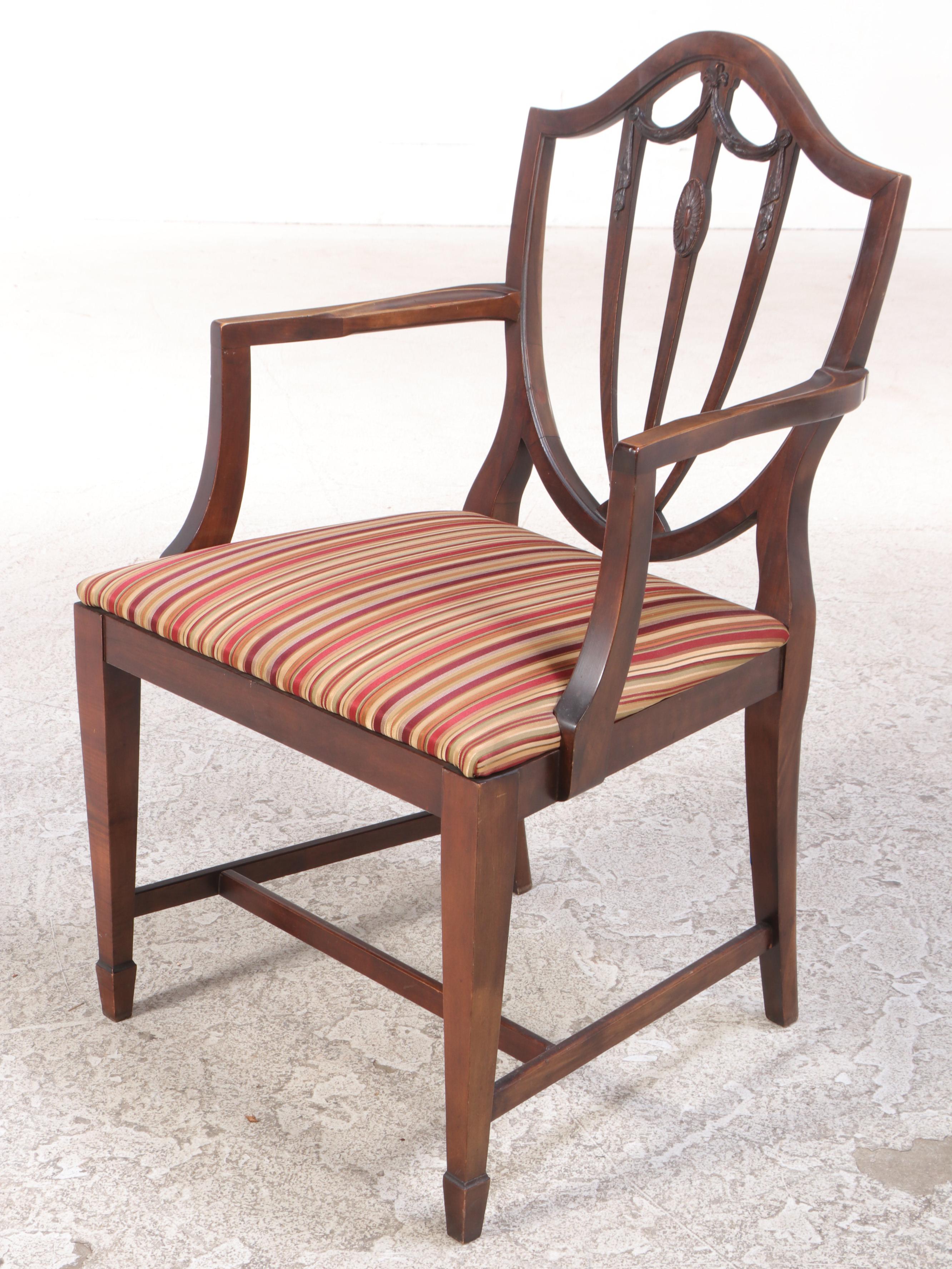 Six Hepplewhite Style Hardwood Dining Chairs