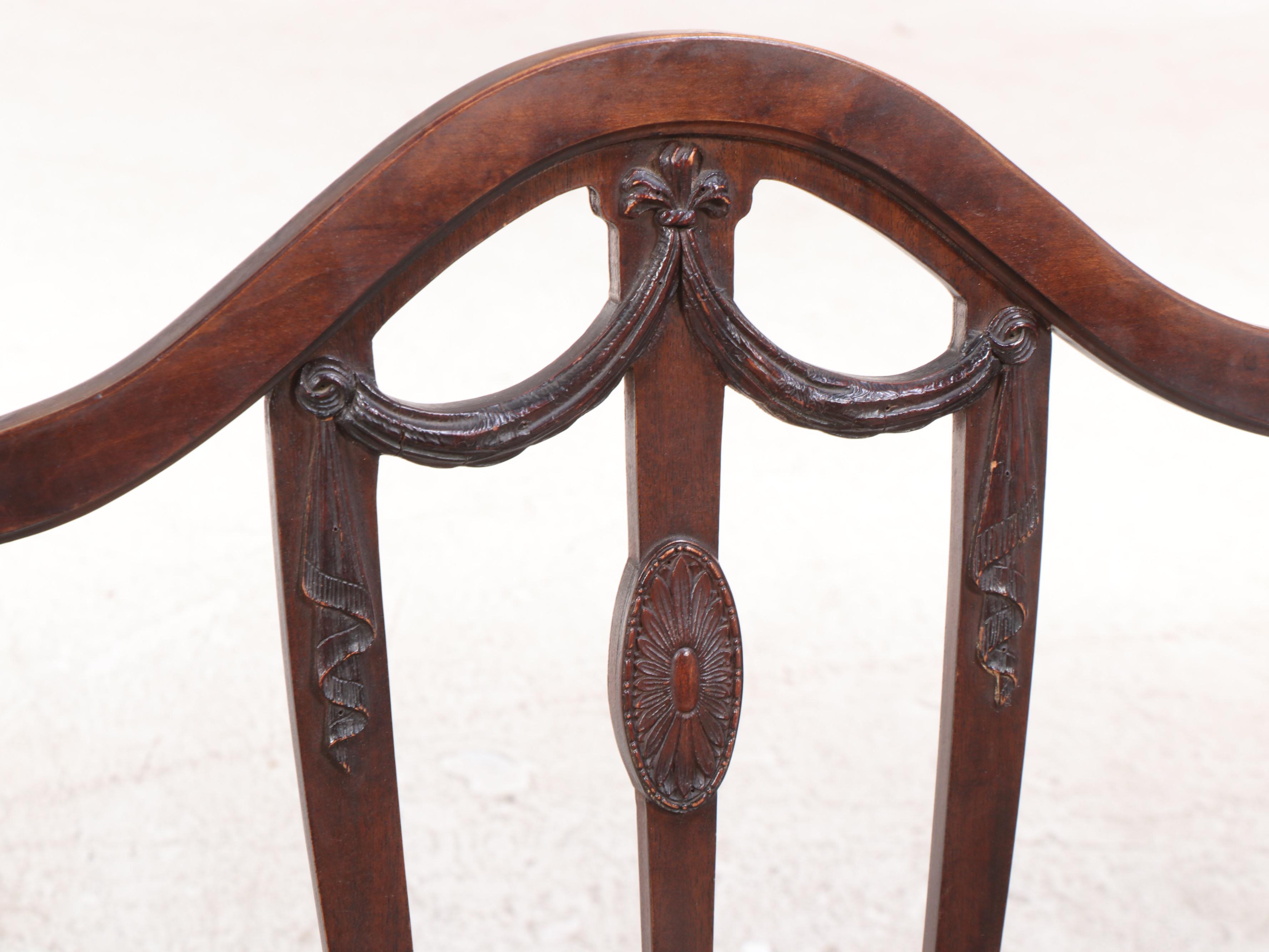 Six Hepplewhite Style Hardwood Dining Chairs