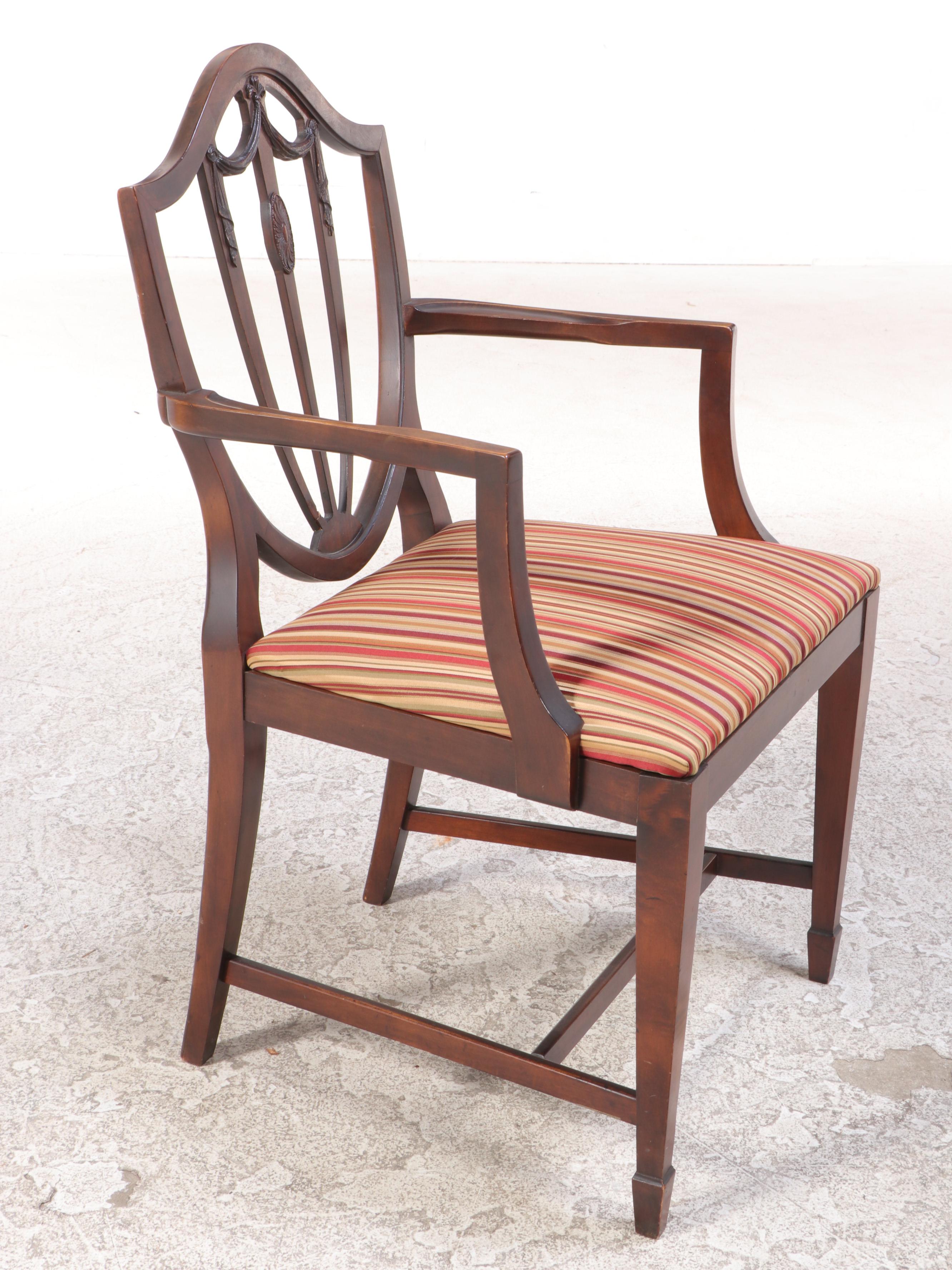 Six Hepplewhite Style Hardwood Dining Chairs