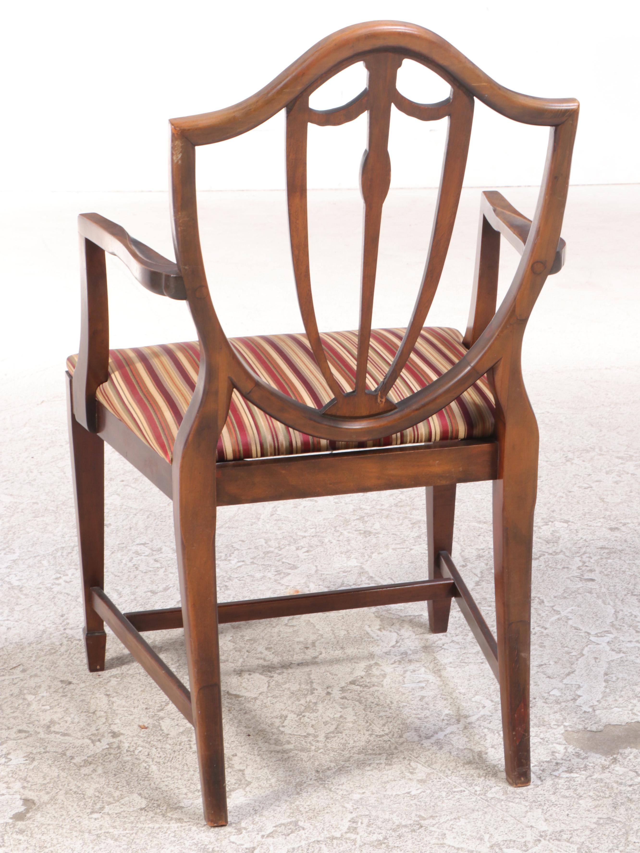 Six Hepplewhite Style Hardwood Dining Chairs