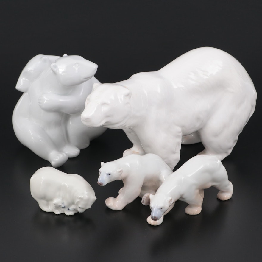 KPM and Other Porcelain Polar Bear Figurines, 20th Century