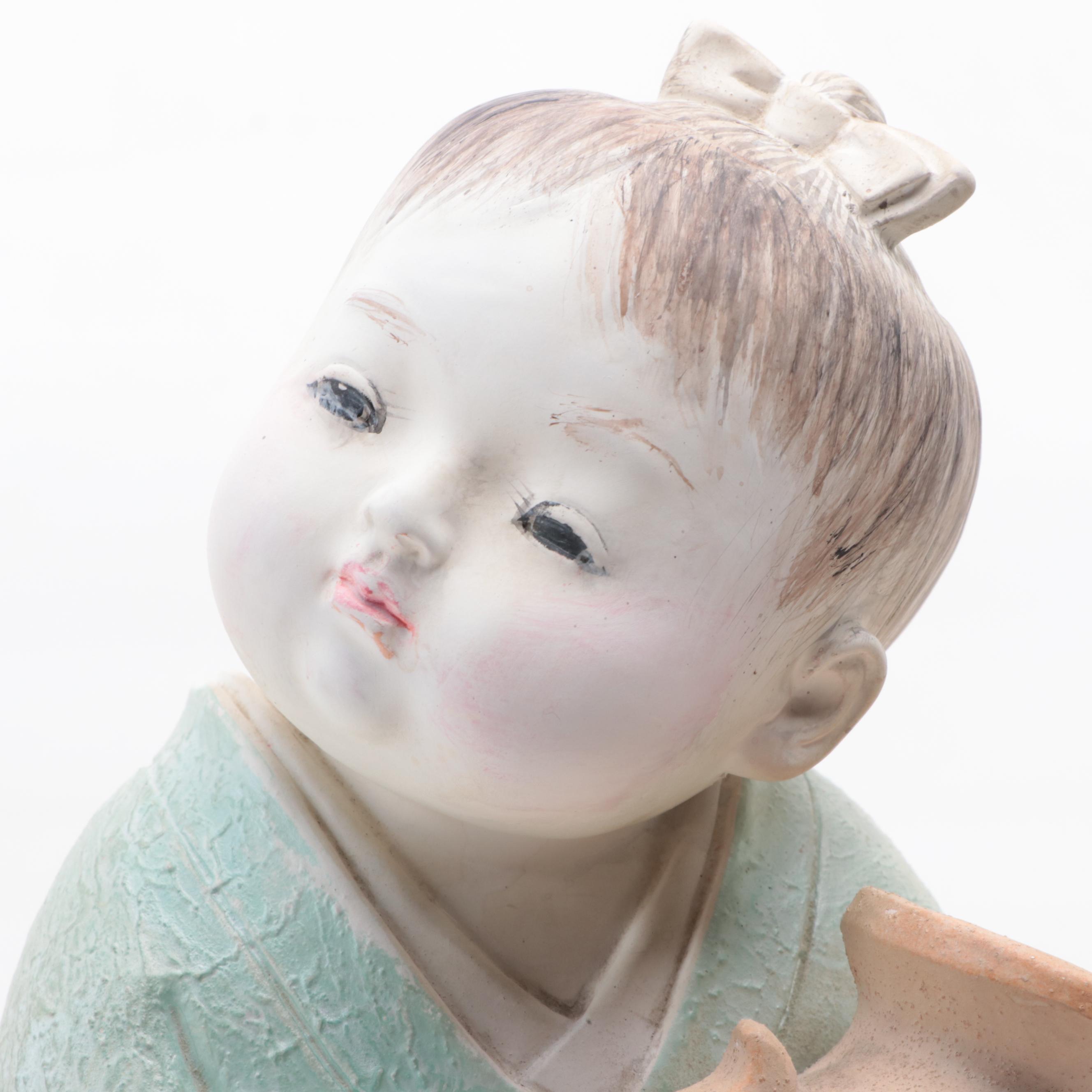 Japanese Satsuma Style Earthenware Vase and Figurine