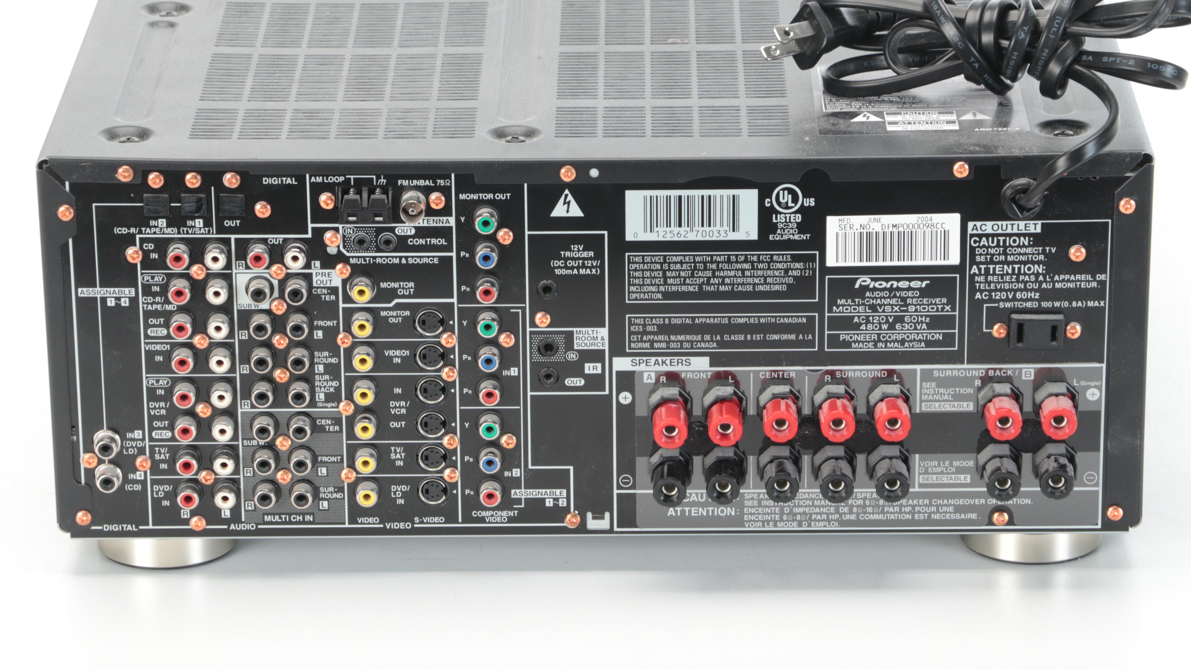 Pioneer Audio Video Multi-Channel Receiver with Remote