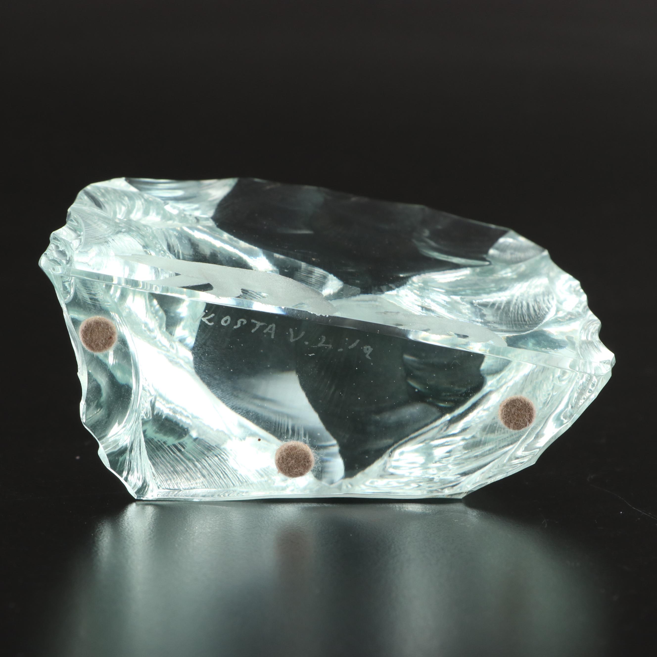 Mats Jonasson for Kosta Art Glass Polar Bear Figurine With Other Figurine