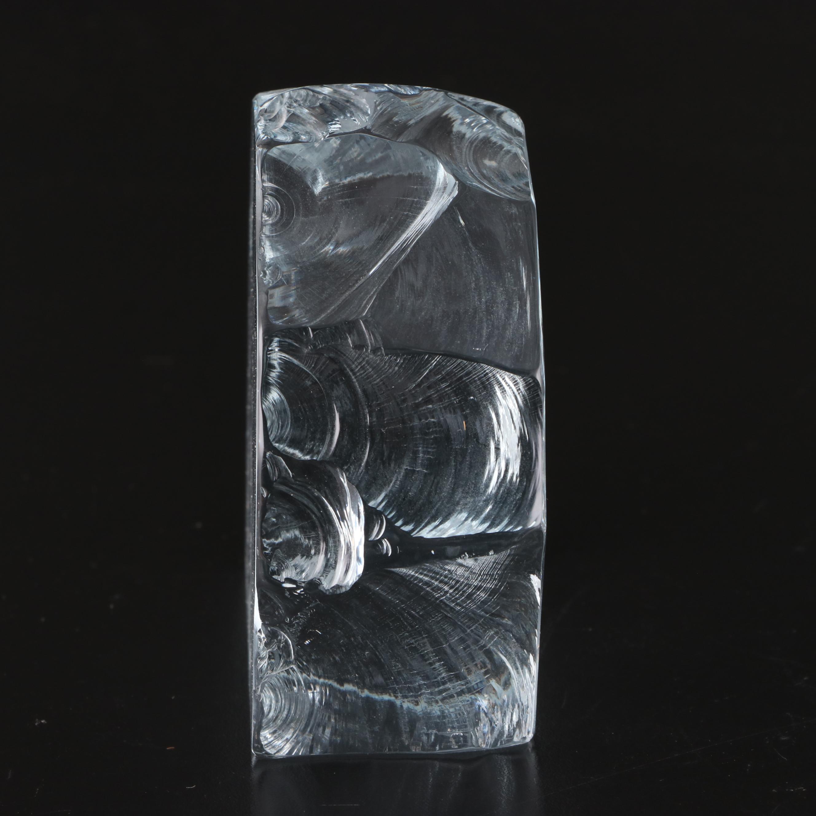 Mats Jonasson for Kosta Art Glass Polar Bear Figurine With Other Figurine