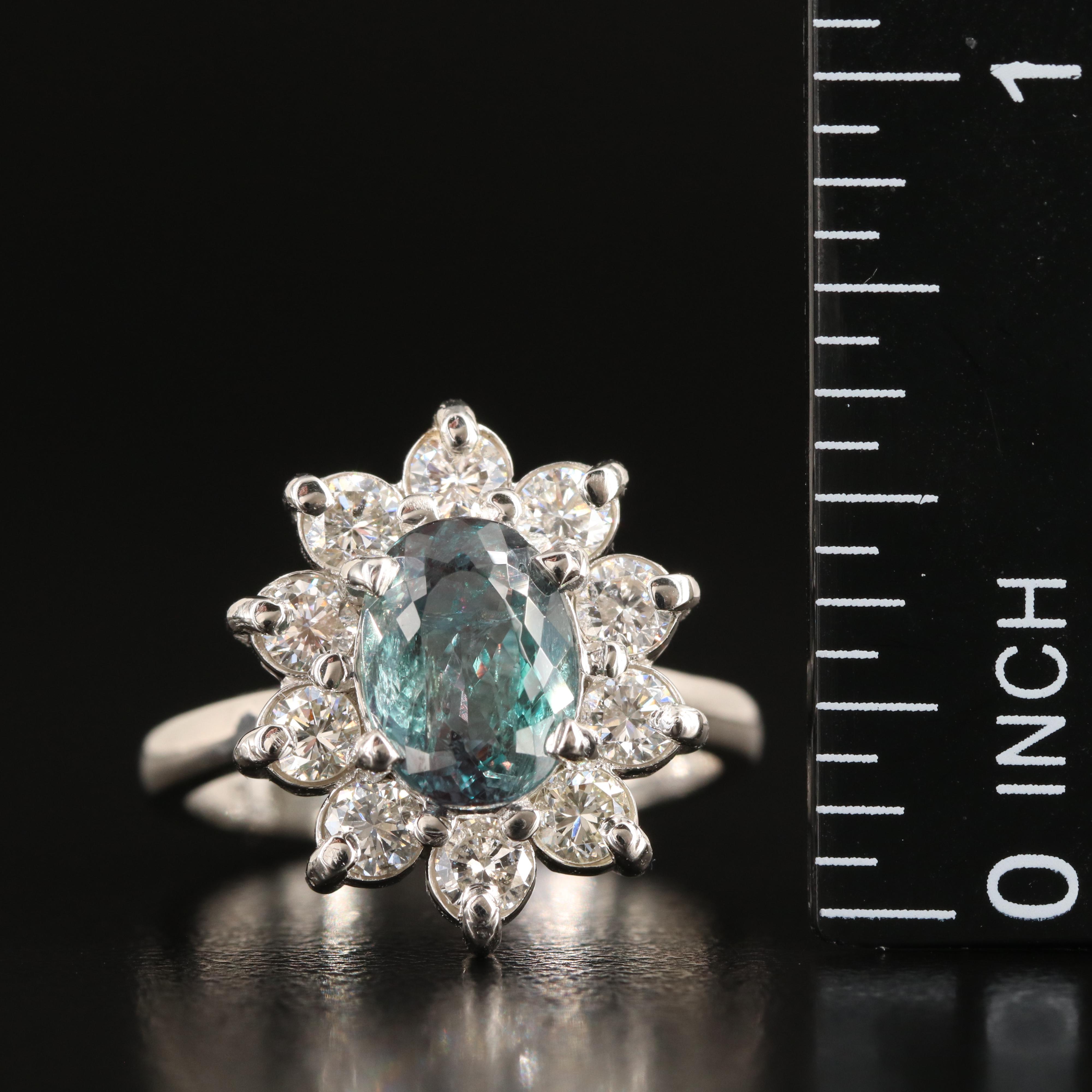 Platinum 1.99 CT Alexandrite and 1.00 CTW Diamond Ring with GIA Report