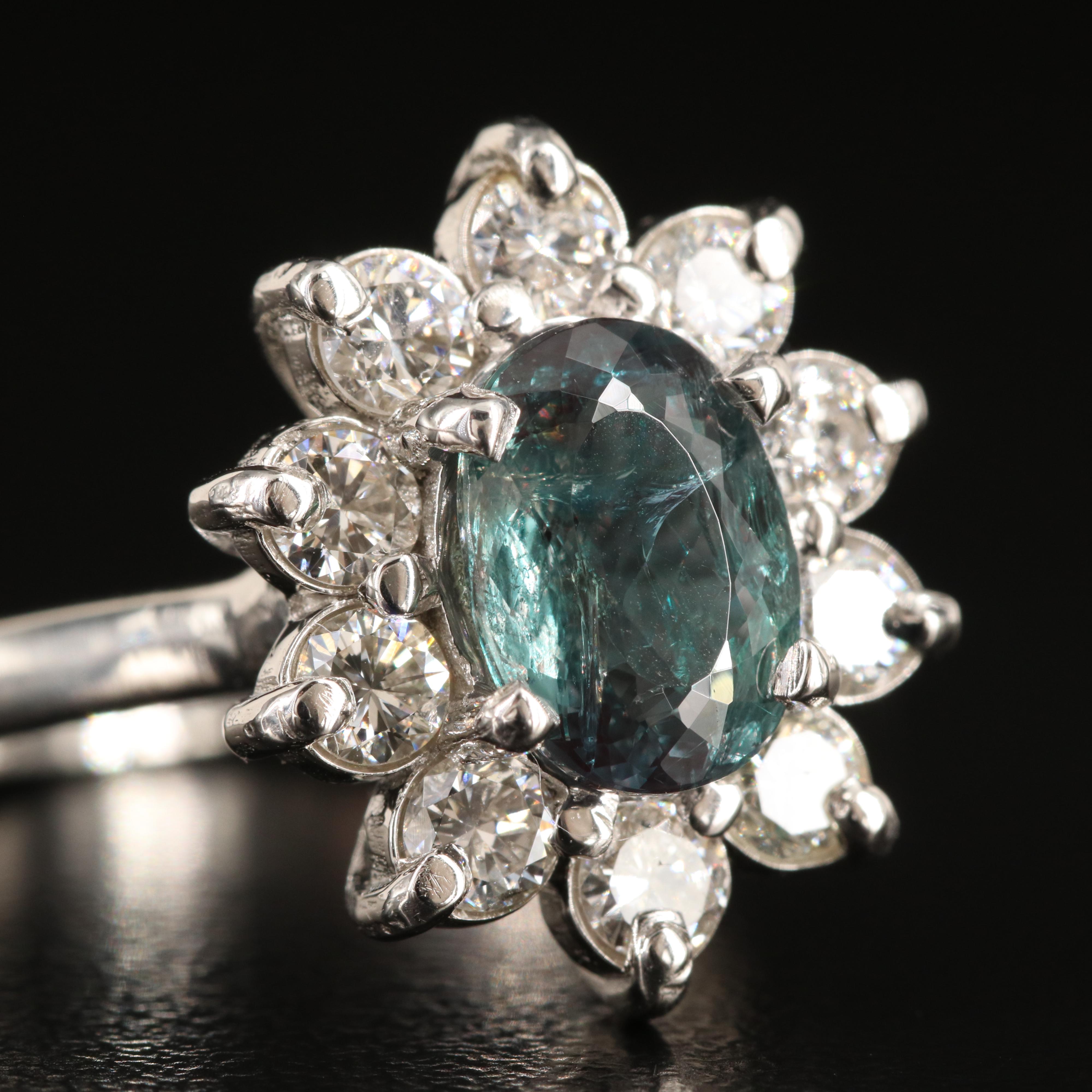 Platinum 1.99 CT Alexandrite and 1.00 CTW Diamond Ring with GIA Report