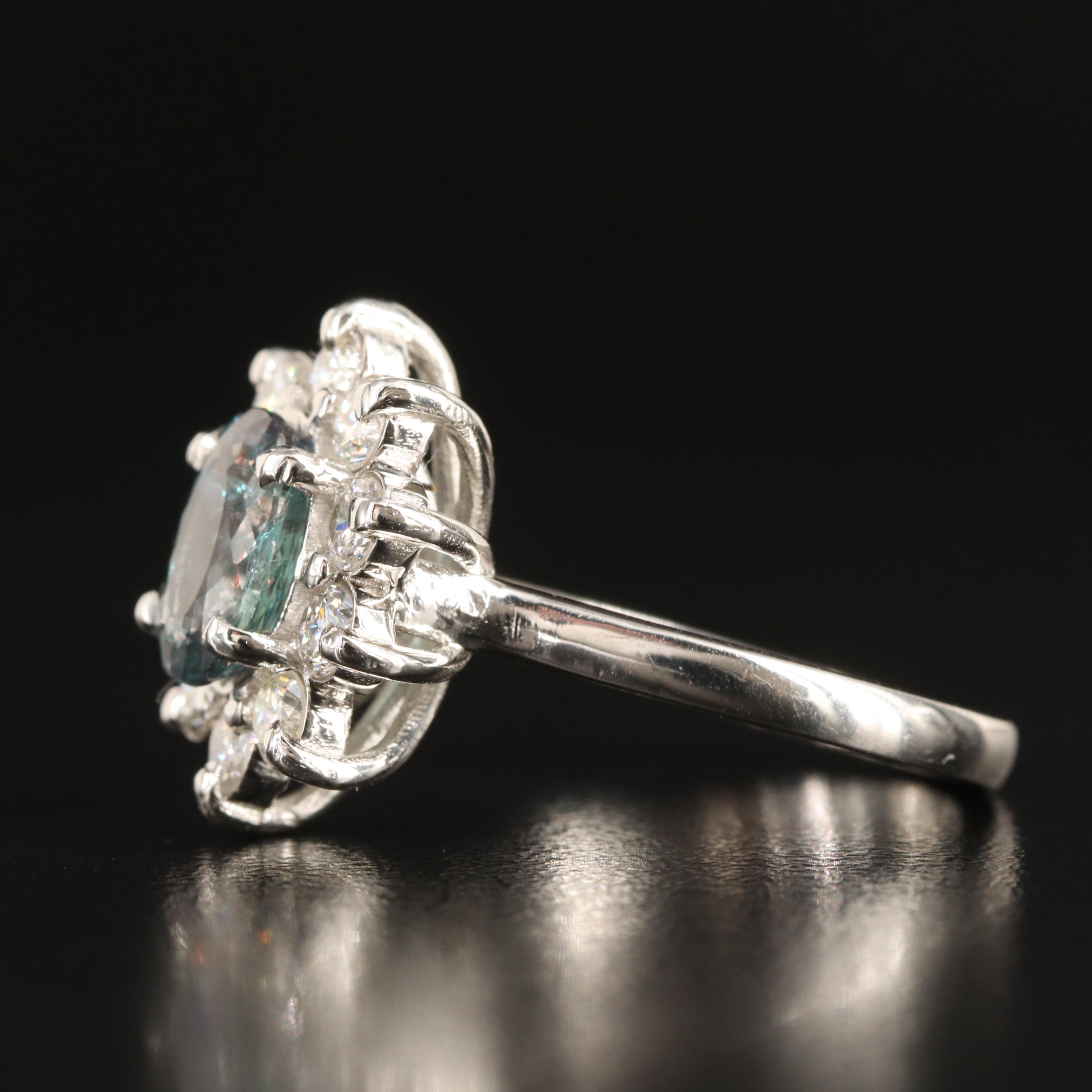 Platinum 1.99 CT Alexandrite and 1.00 CTW Diamond Ring with GIA Report