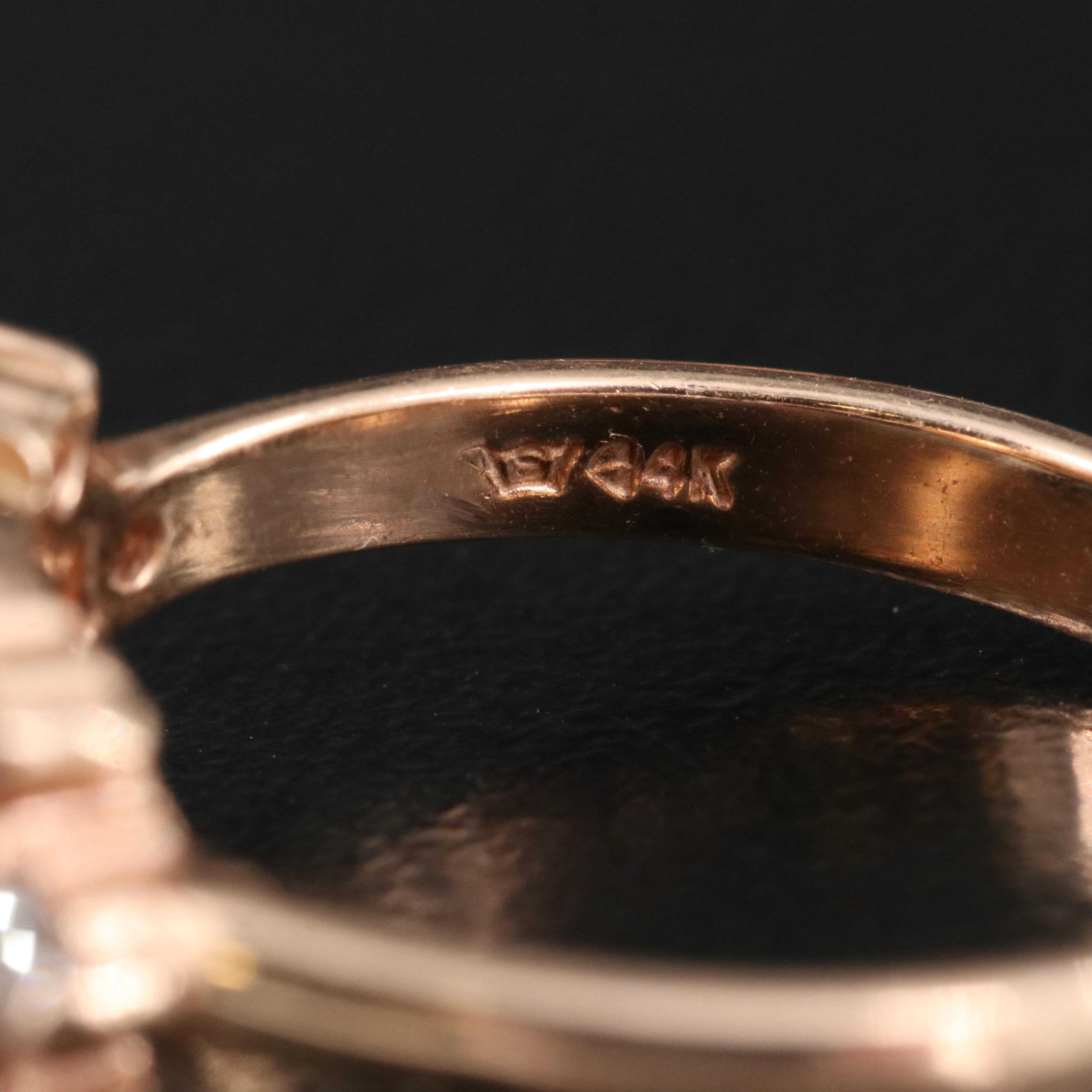 14K Rose Gold Earrings Ring and Pendant Including Pearl and Diamond