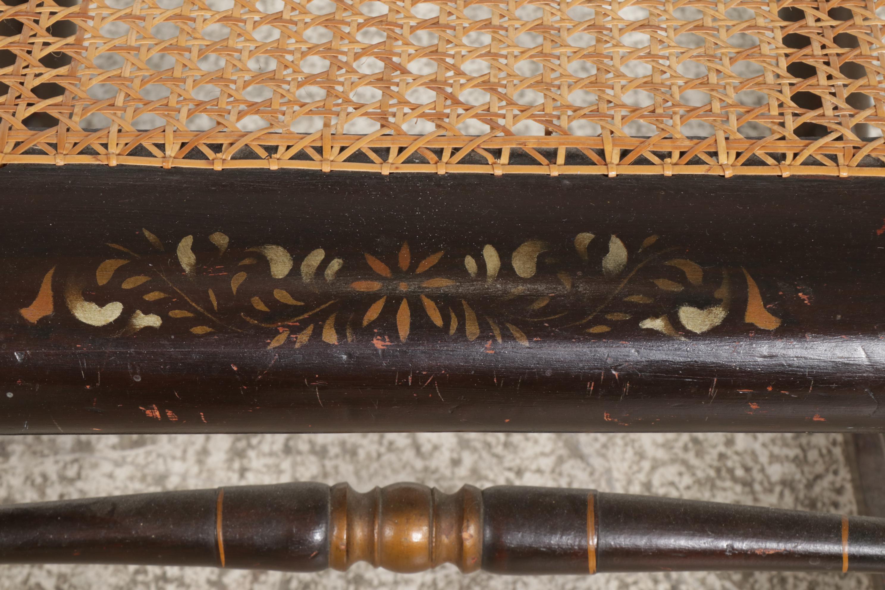 Late Federal Stencil-Decorated Ebonized "Fancy" Rocking Chair, 19th Century