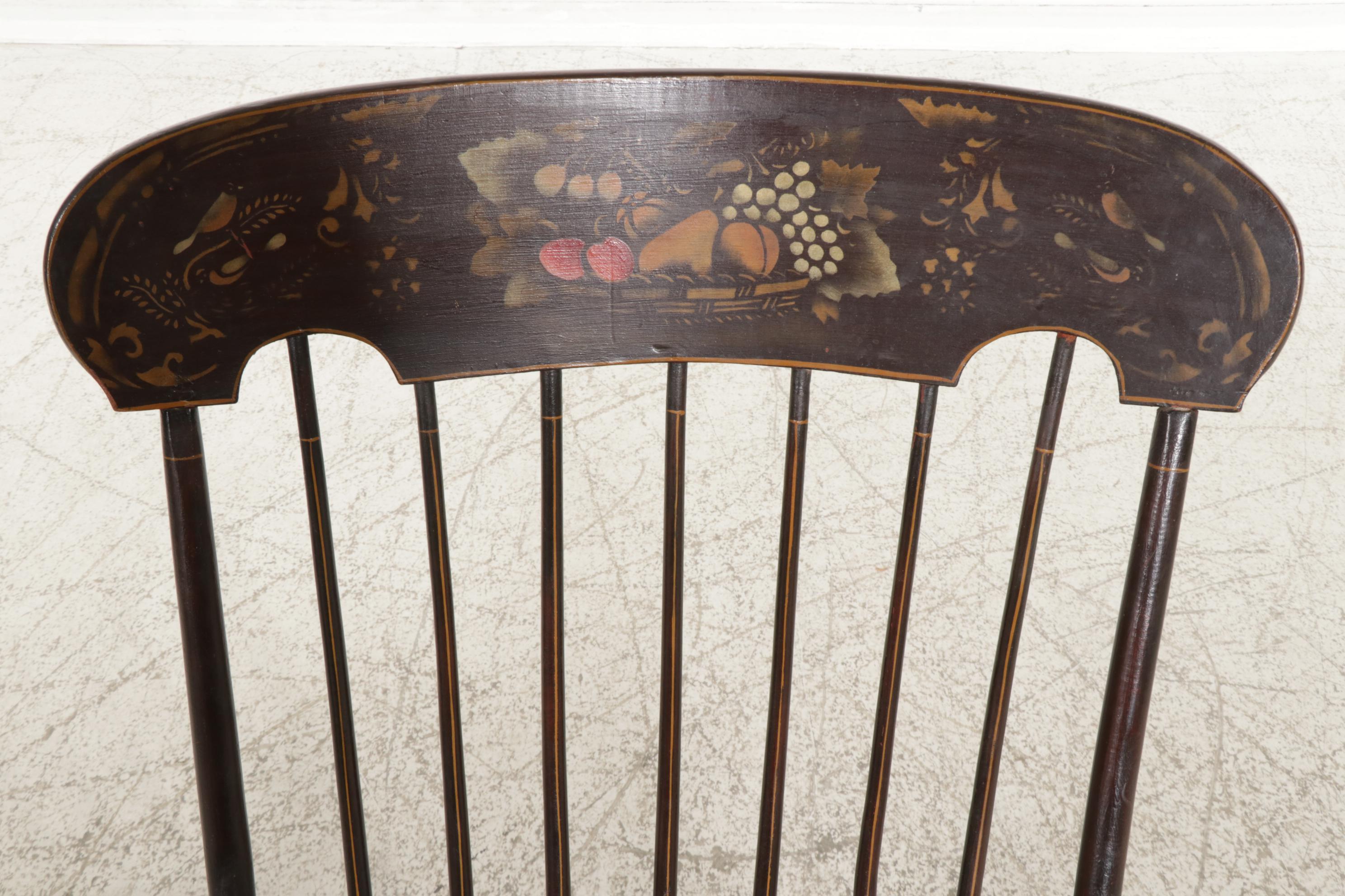 Late Federal Stencil-Decorated Ebonized "Fancy" Rocking Chair, 19th Century