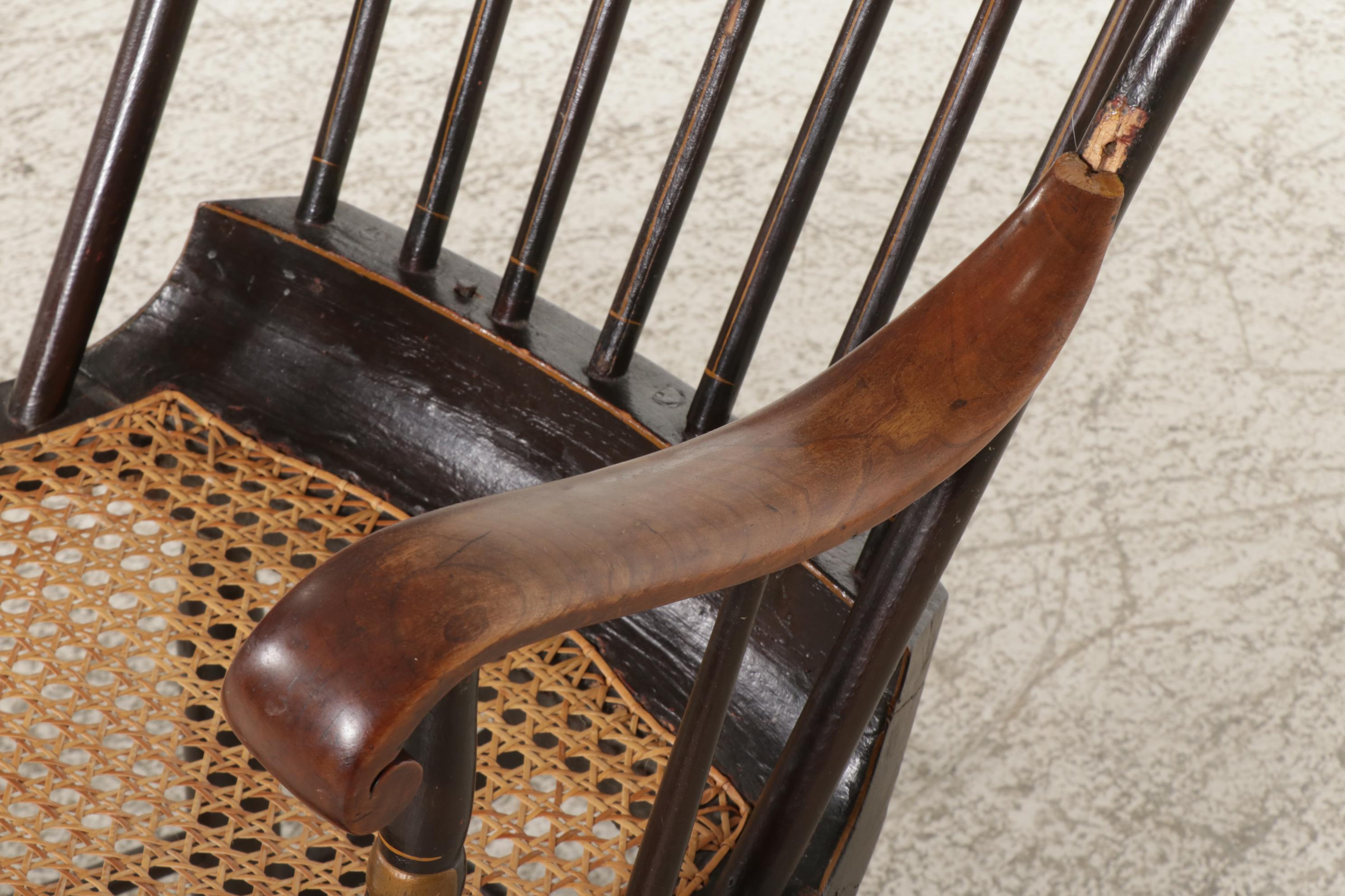 Late Federal Stencil-Decorated Ebonized "Fancy" Rocking Chair, 19th Century