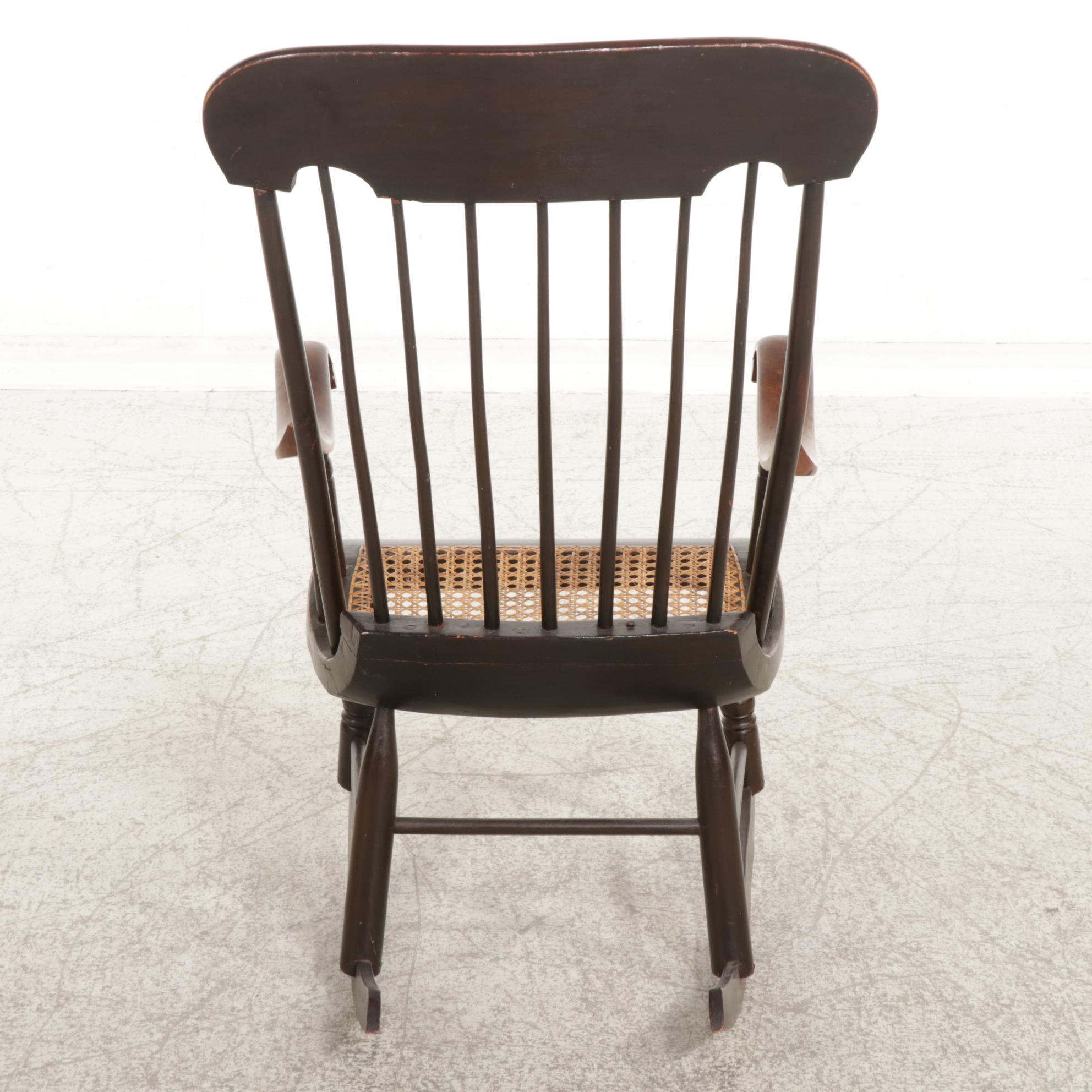 Late Federal Stencil-Decorated Ebonized "Fancy" Rocking Chair, 19th Century