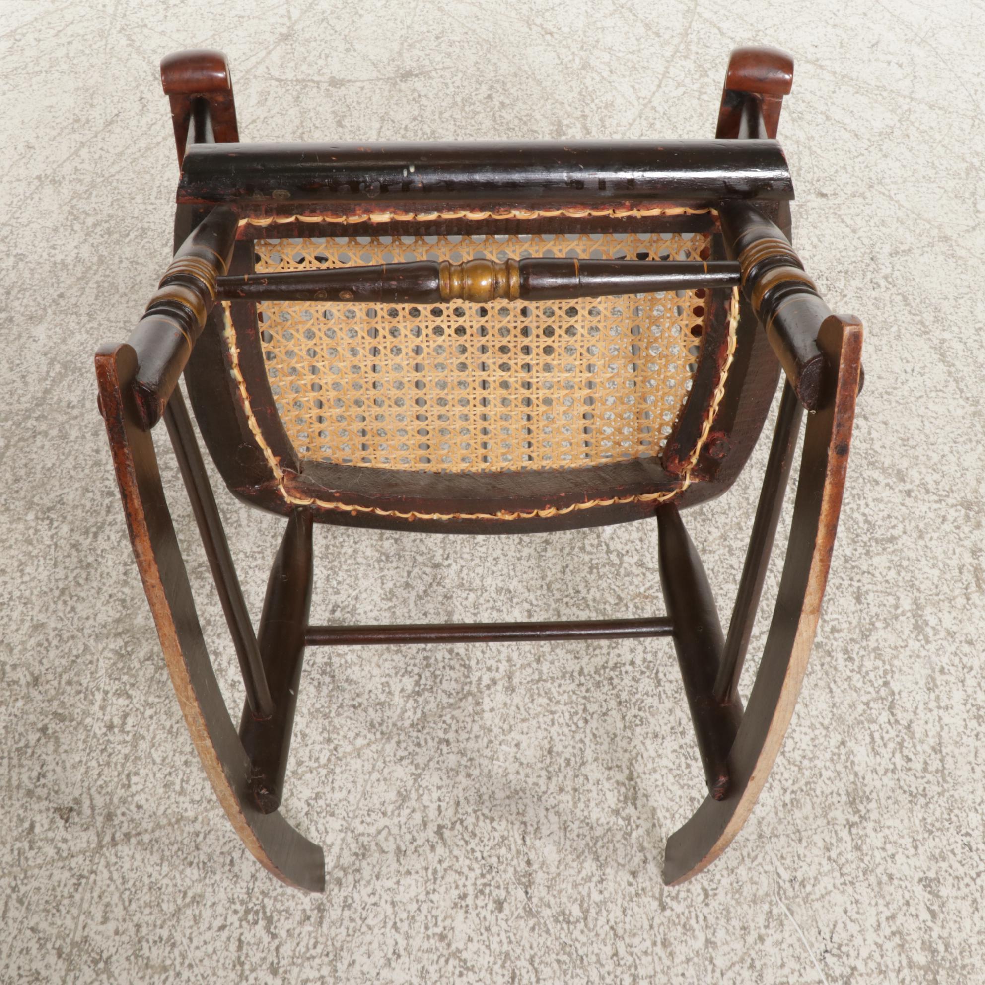 Late Federal Stencil-Decorated Ebonized "Fancy" Rocking Chair, 19th Century