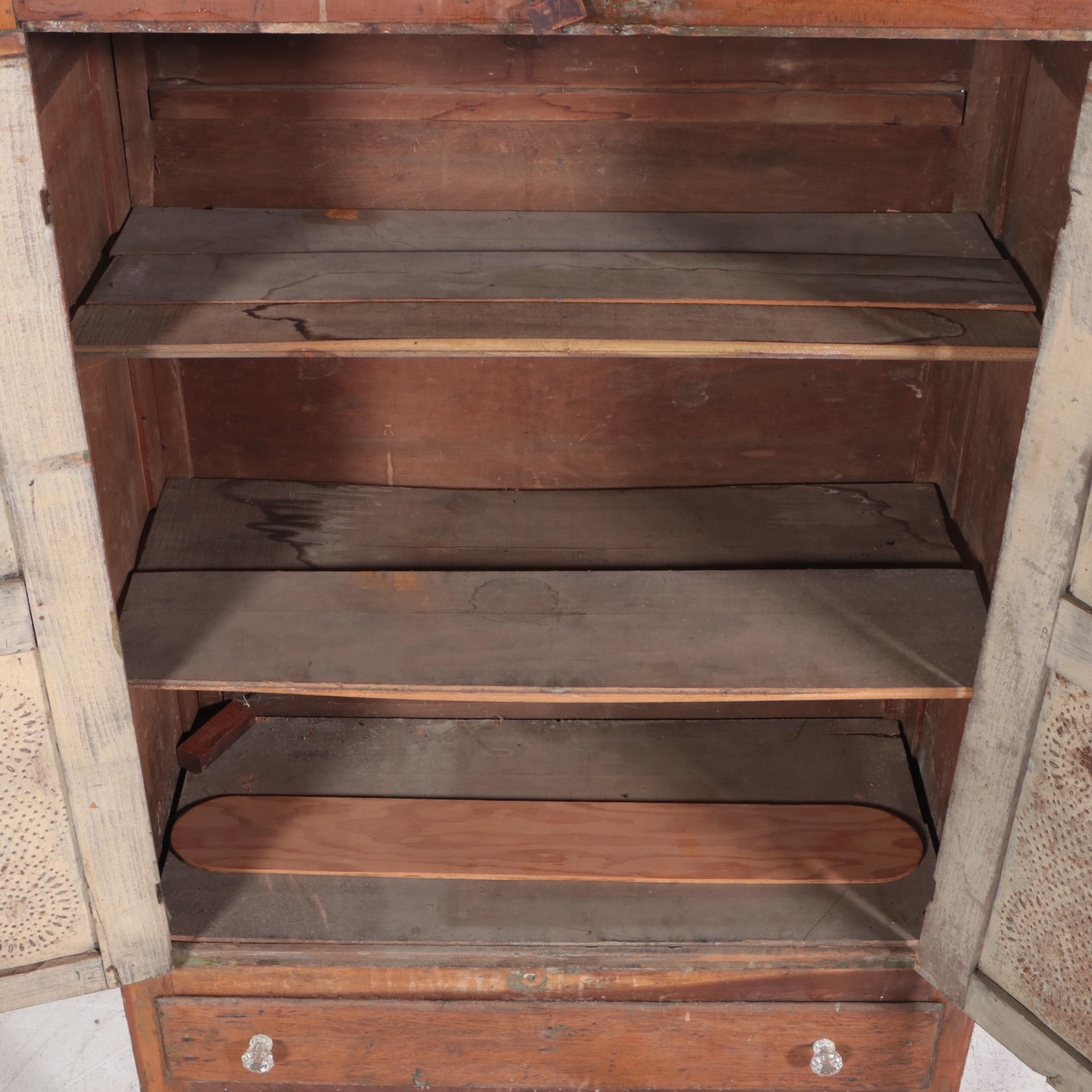 American Primitive Hardwood Four-Tin Pie Safe, 19th Century