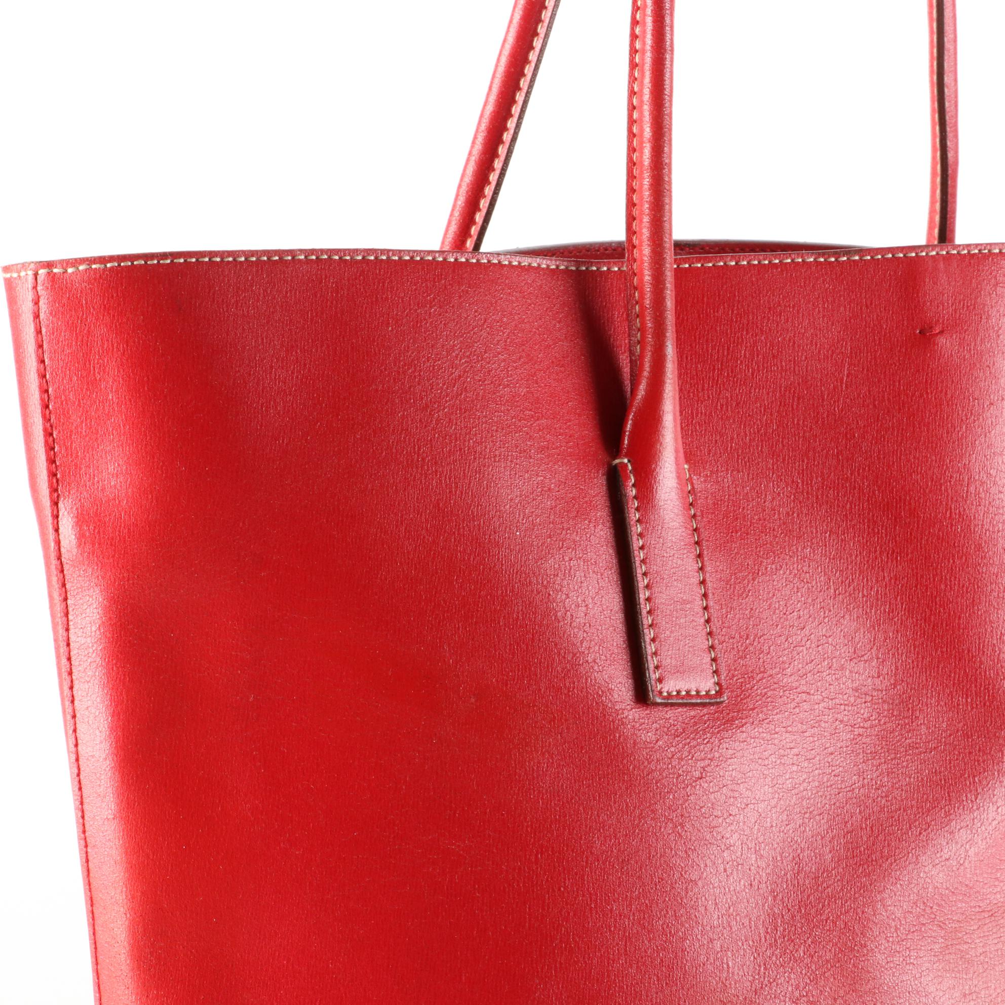 Prada Tote Bag with Pouch in Red Leather