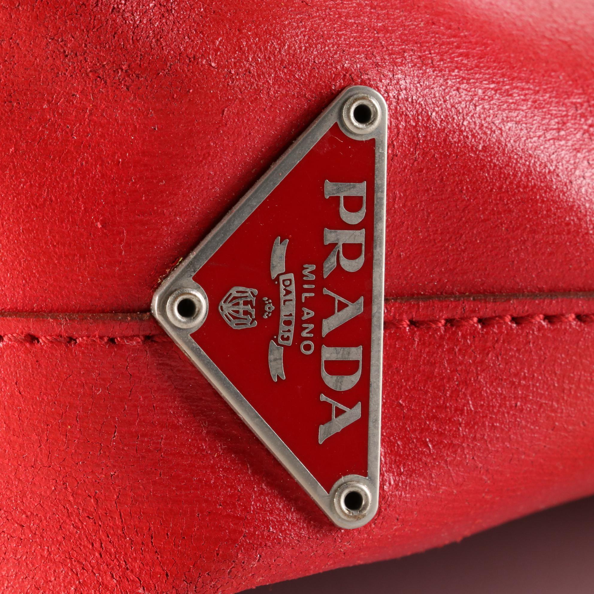 Prada Tote Bag with Pouch in Red Leather