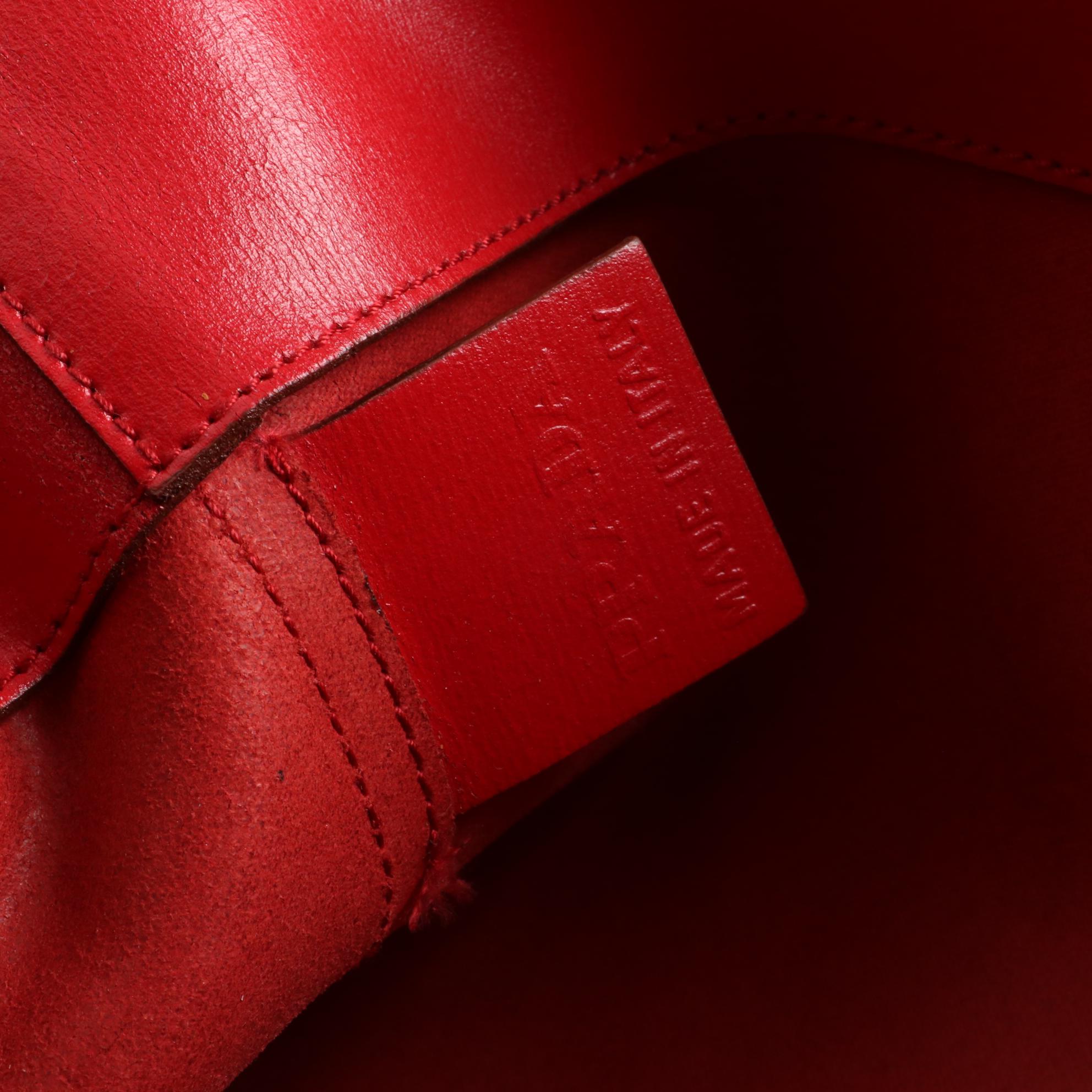 Prada Tote Bag with Pouch in Red Leather