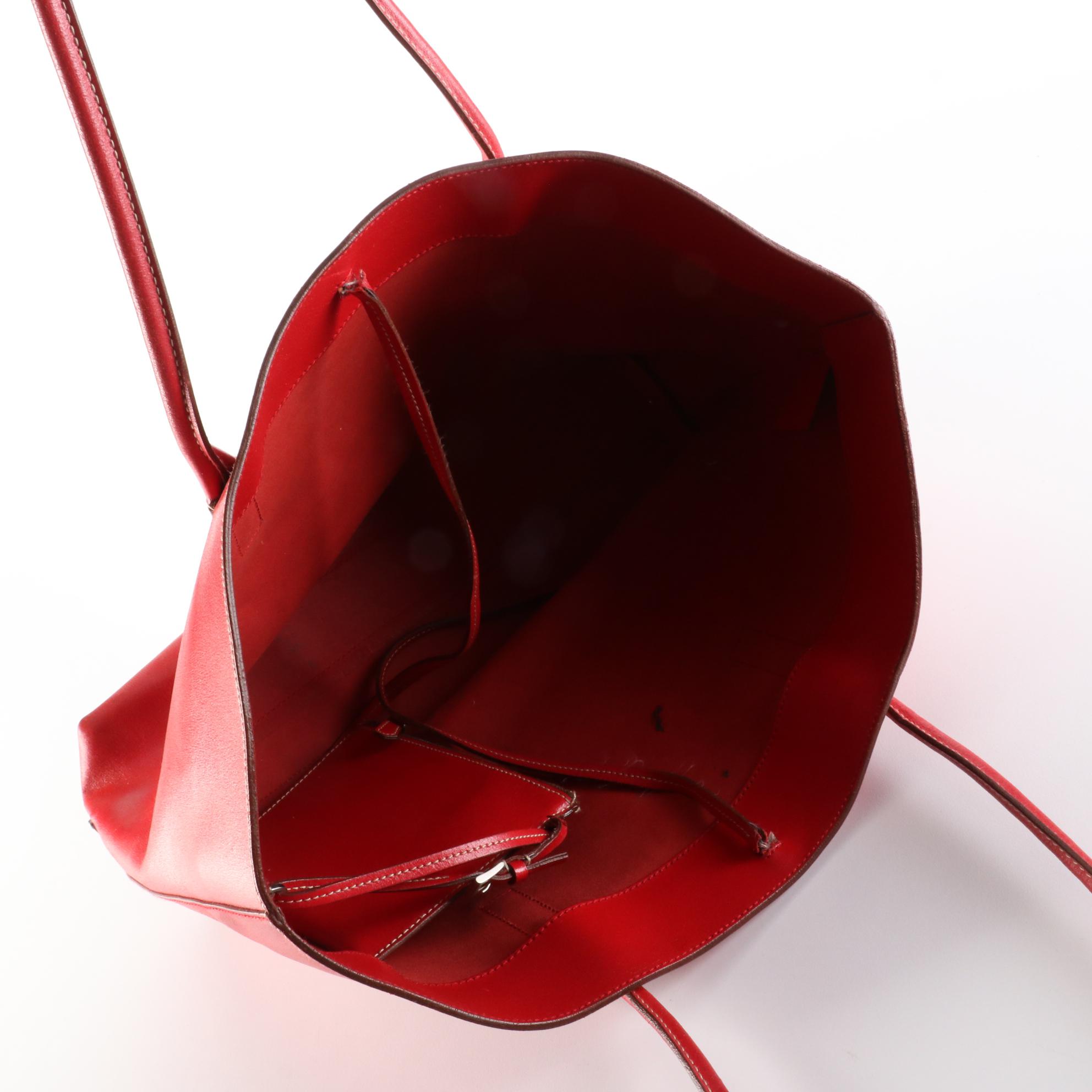 Prada Tote Bag with Pouch in Red Leather