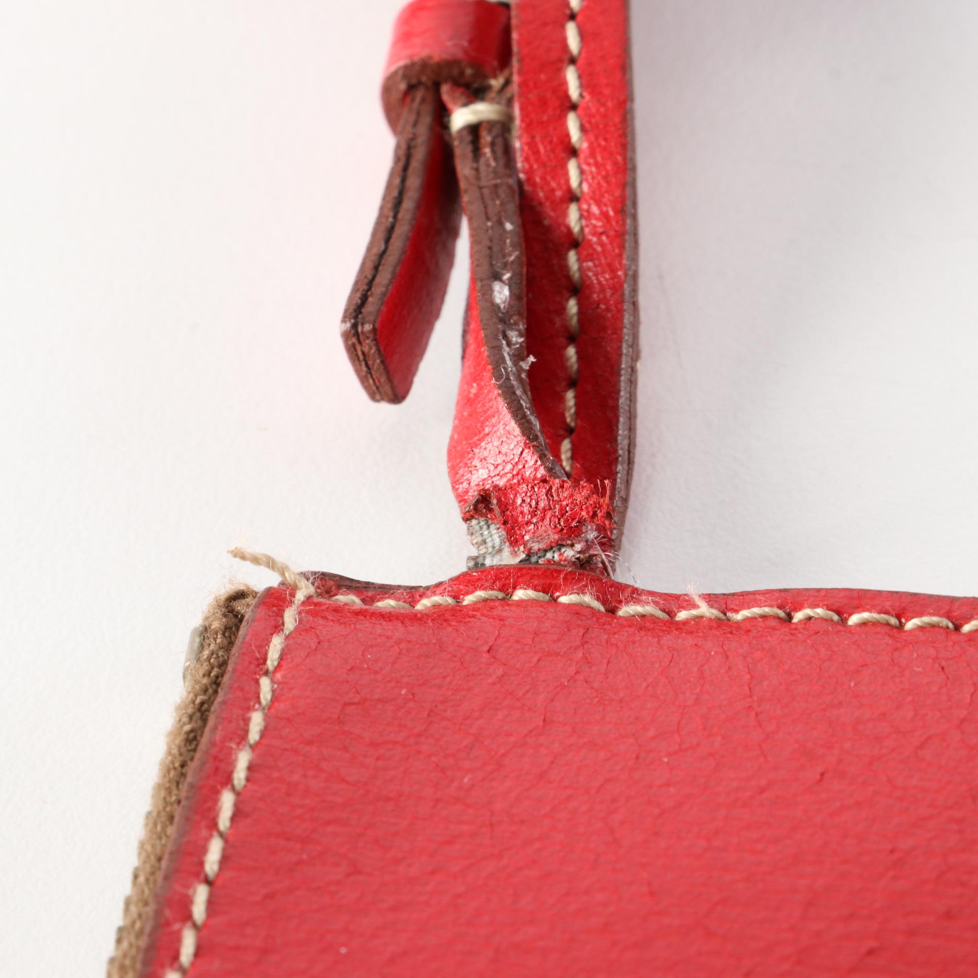 Prada Tote Bag with Pouch in Red Leather