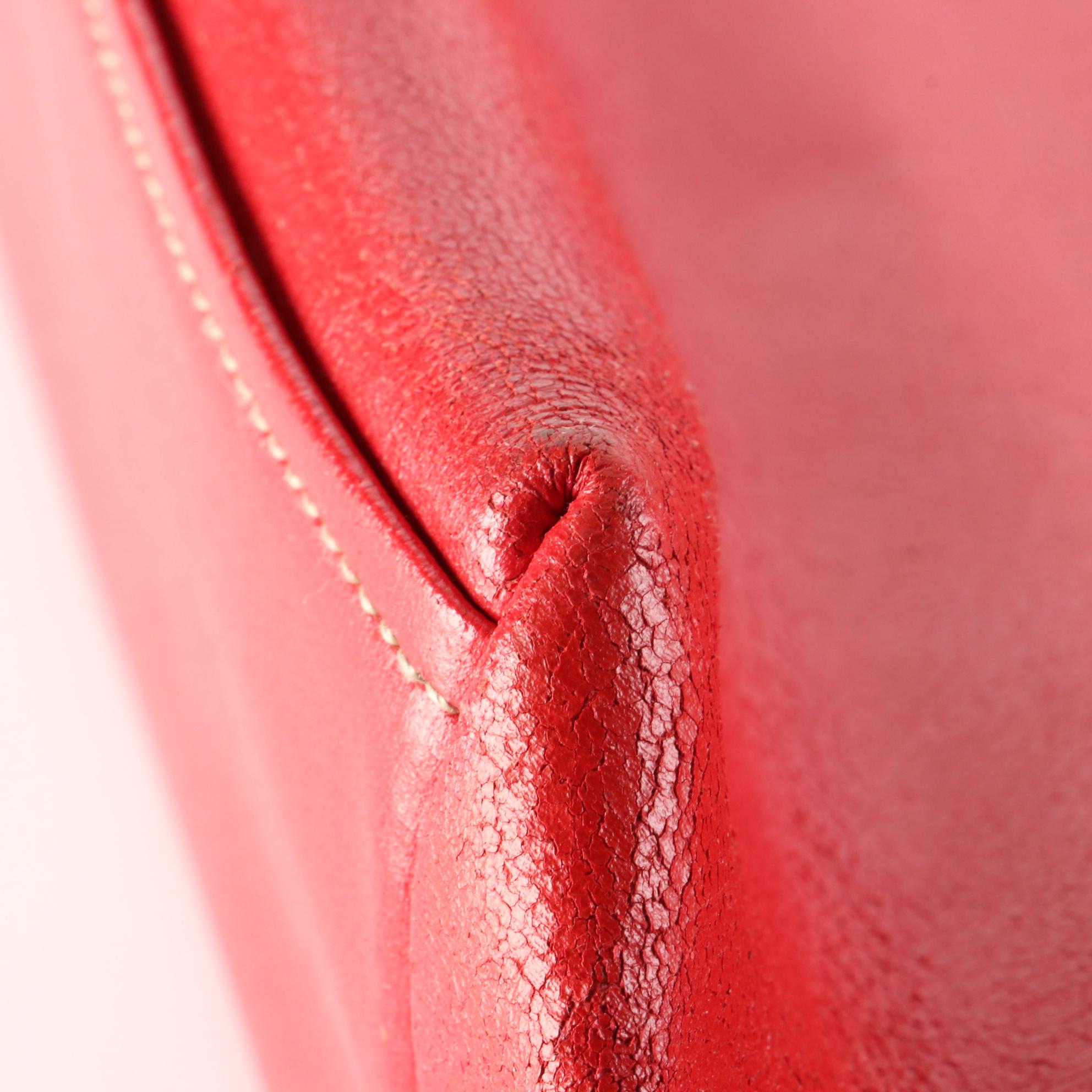 Prada Tote Bag with Pouch in Red Leather