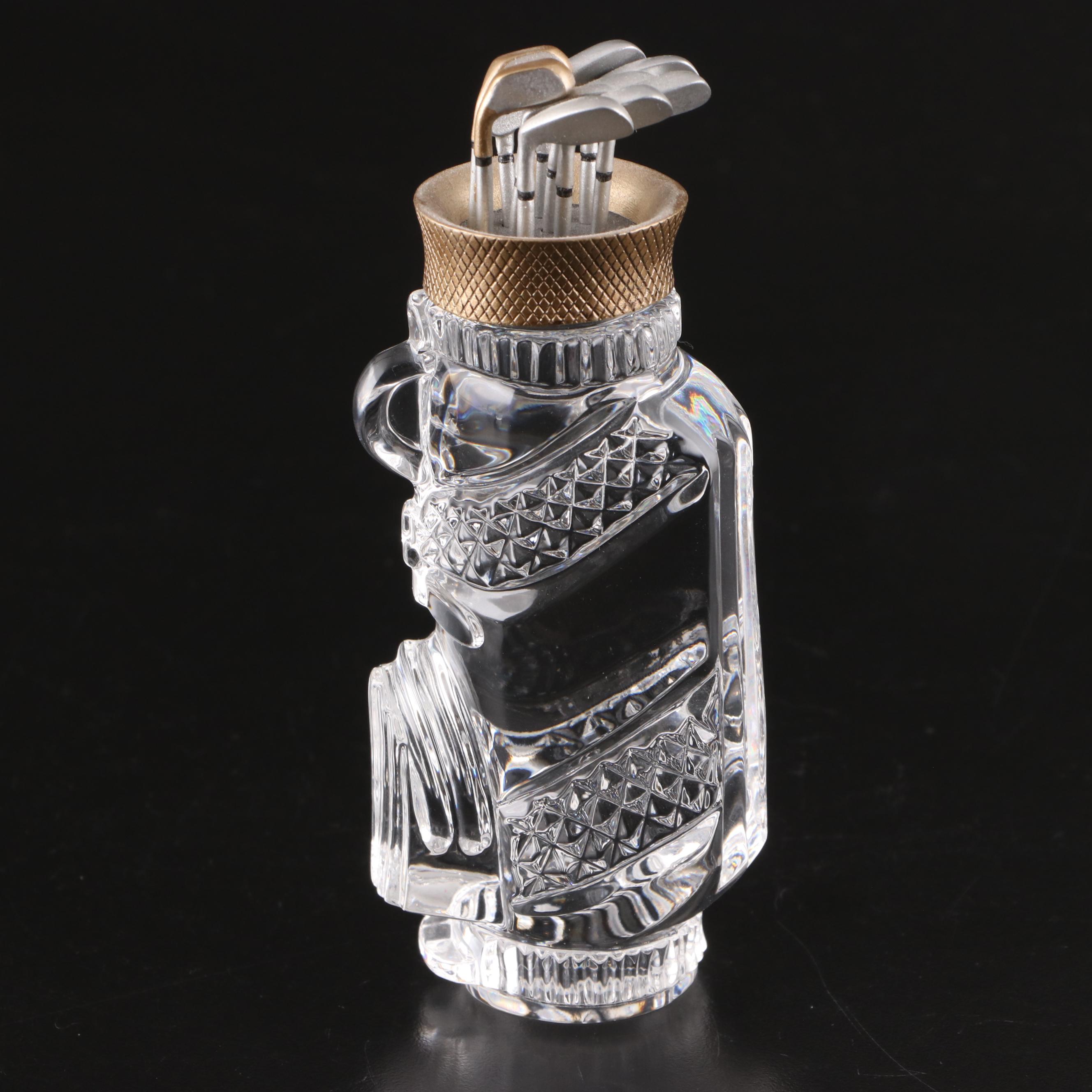 Waterford Crystal Golf Bag Figurine With Kosta and Other Glass Paperweight